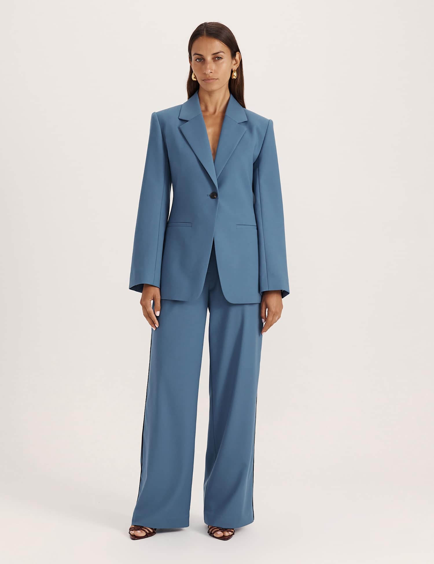 SABA Wool Rich Contoured Single Breasted Blazer Blue