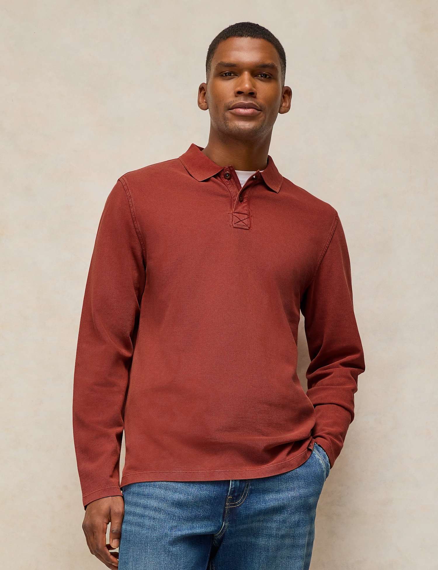 White Stuff Pure Cotton Knitted Polo Shirt Red