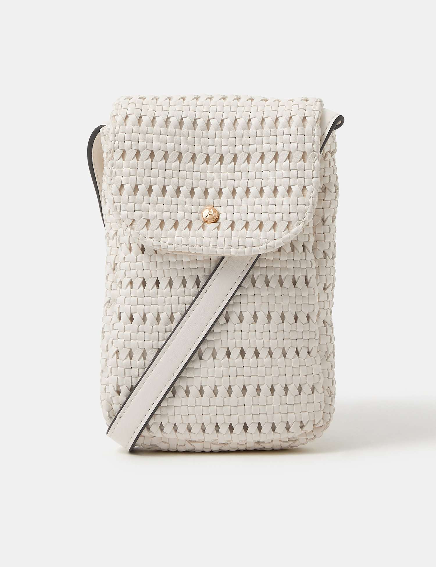 ACCESSORIZE Woven Cross Body Phone Bag White