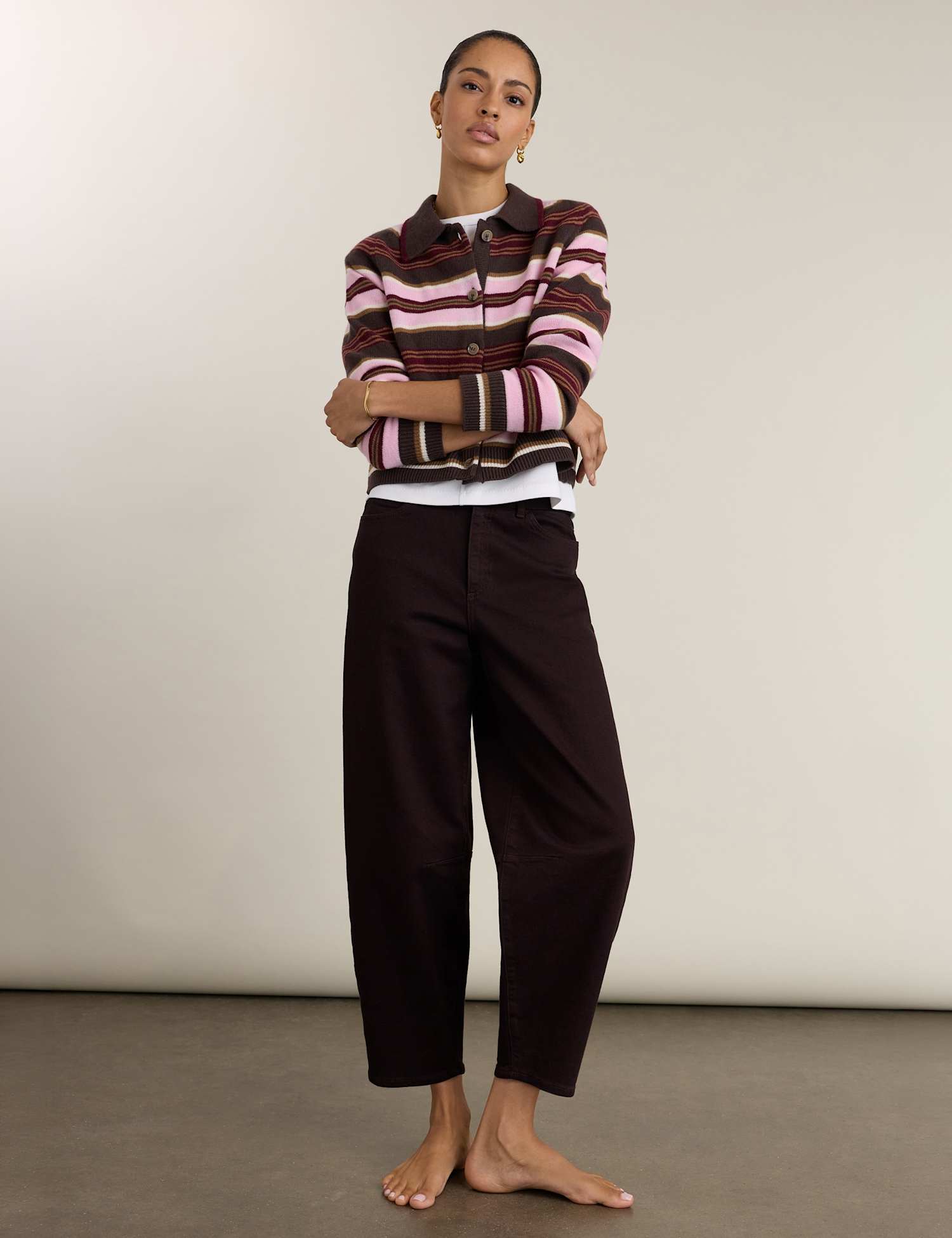 BAUKJEN Barrel Leg Jeans Brown