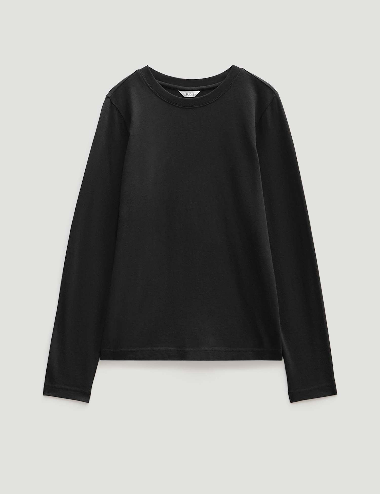 HUSH Pure Cotton Slim Fit Long Sleeve T-Shirt Black