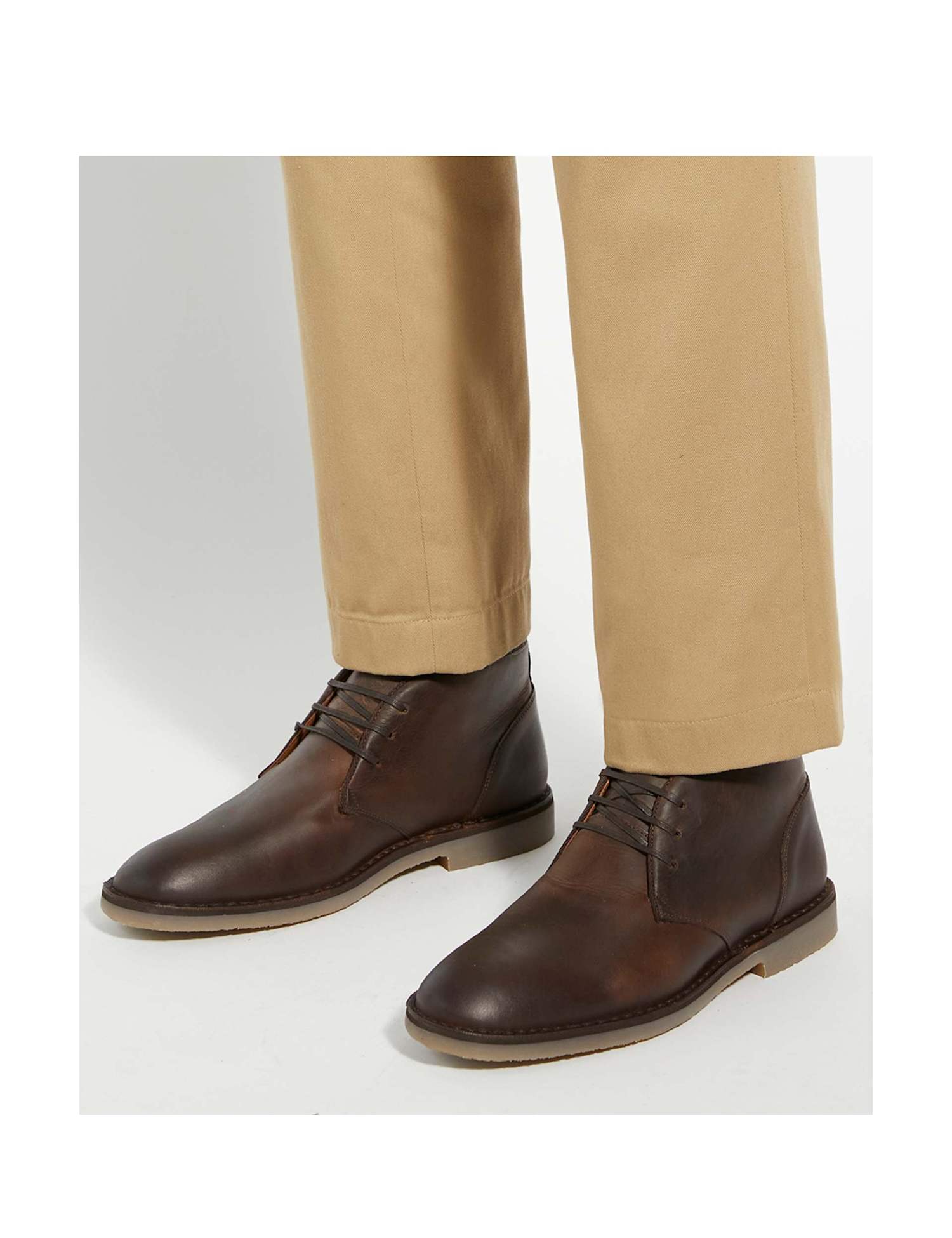 Dune London Wide Fit Leather Chukka Boots Brown