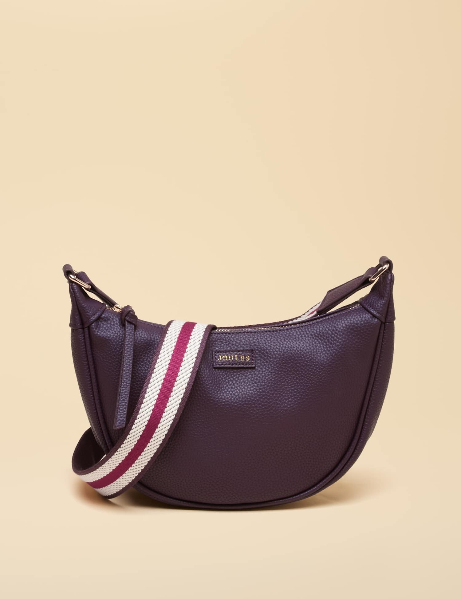 Joules Faux Leather Zip Detail Cross Body Bag Purple