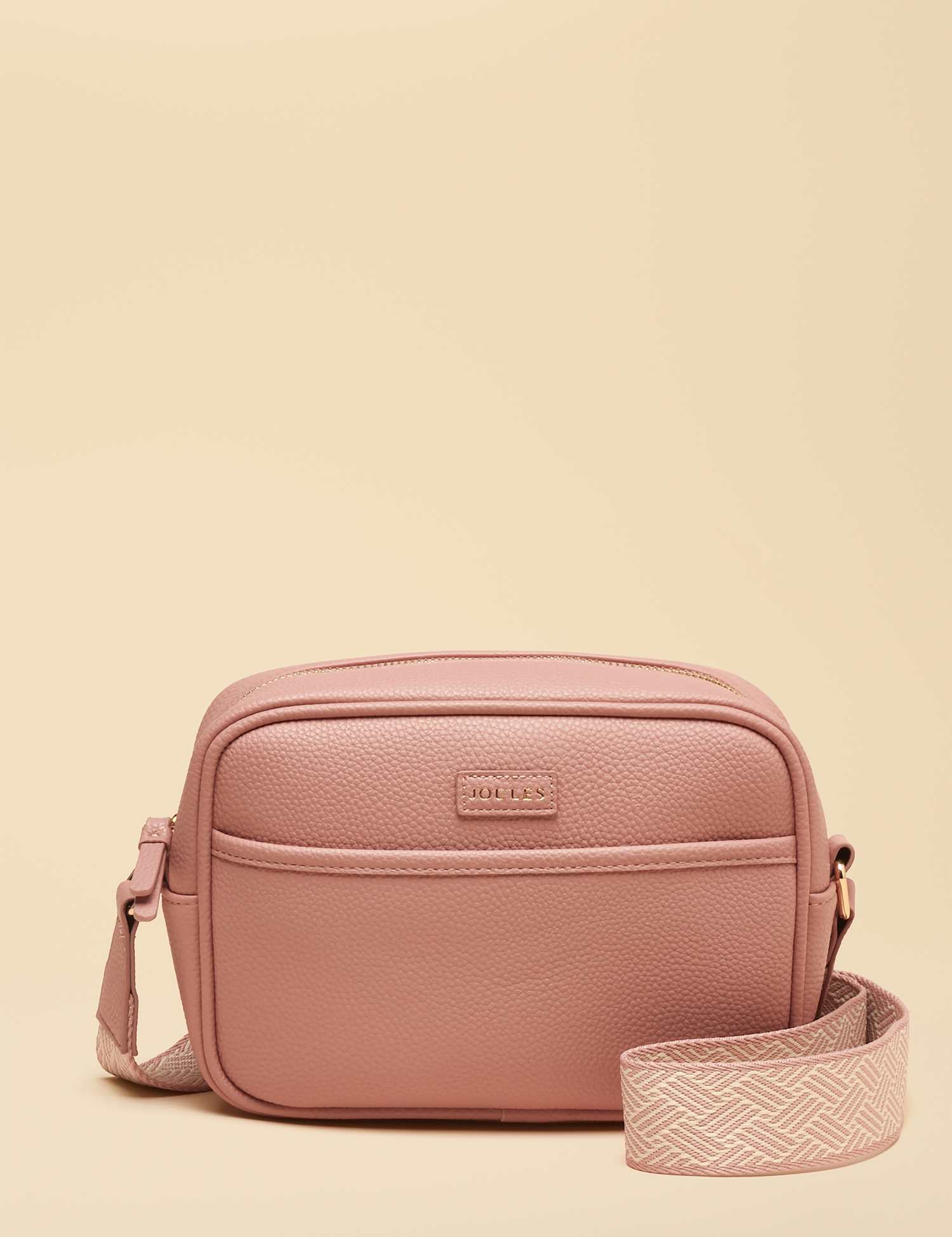Joules Faux Leather Zip Detail Cross Body Bag Pink