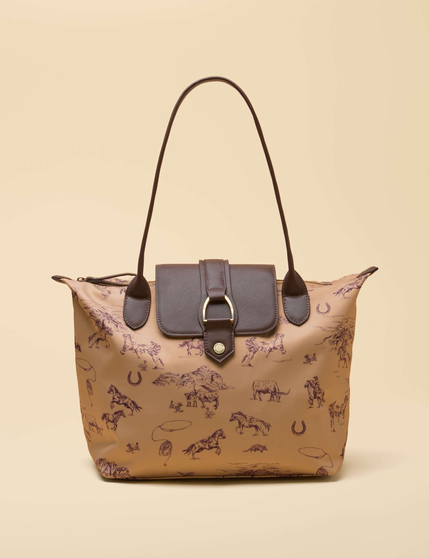 Joules Zip Detail Tote Bag Natural Mix