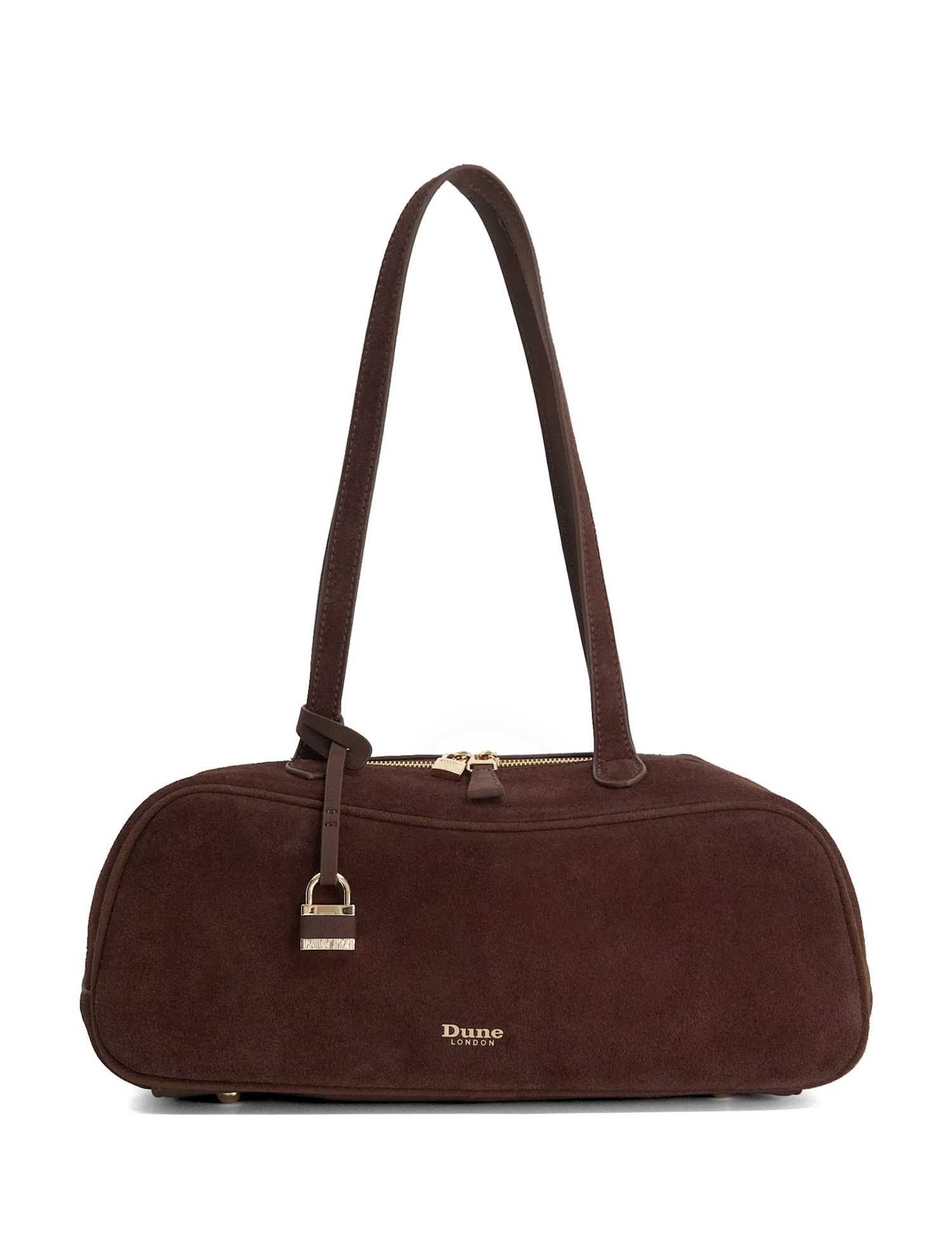 Dune London Suede Long Handle Bowler Bag Brown