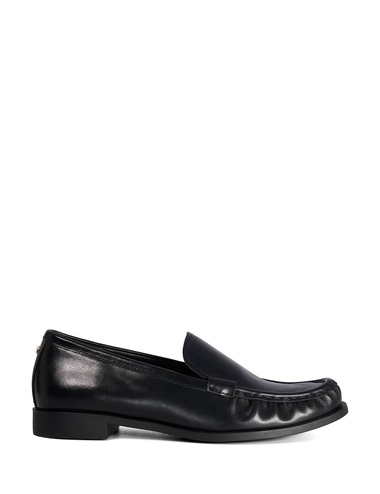Dune London Leather Flat Loafers Black