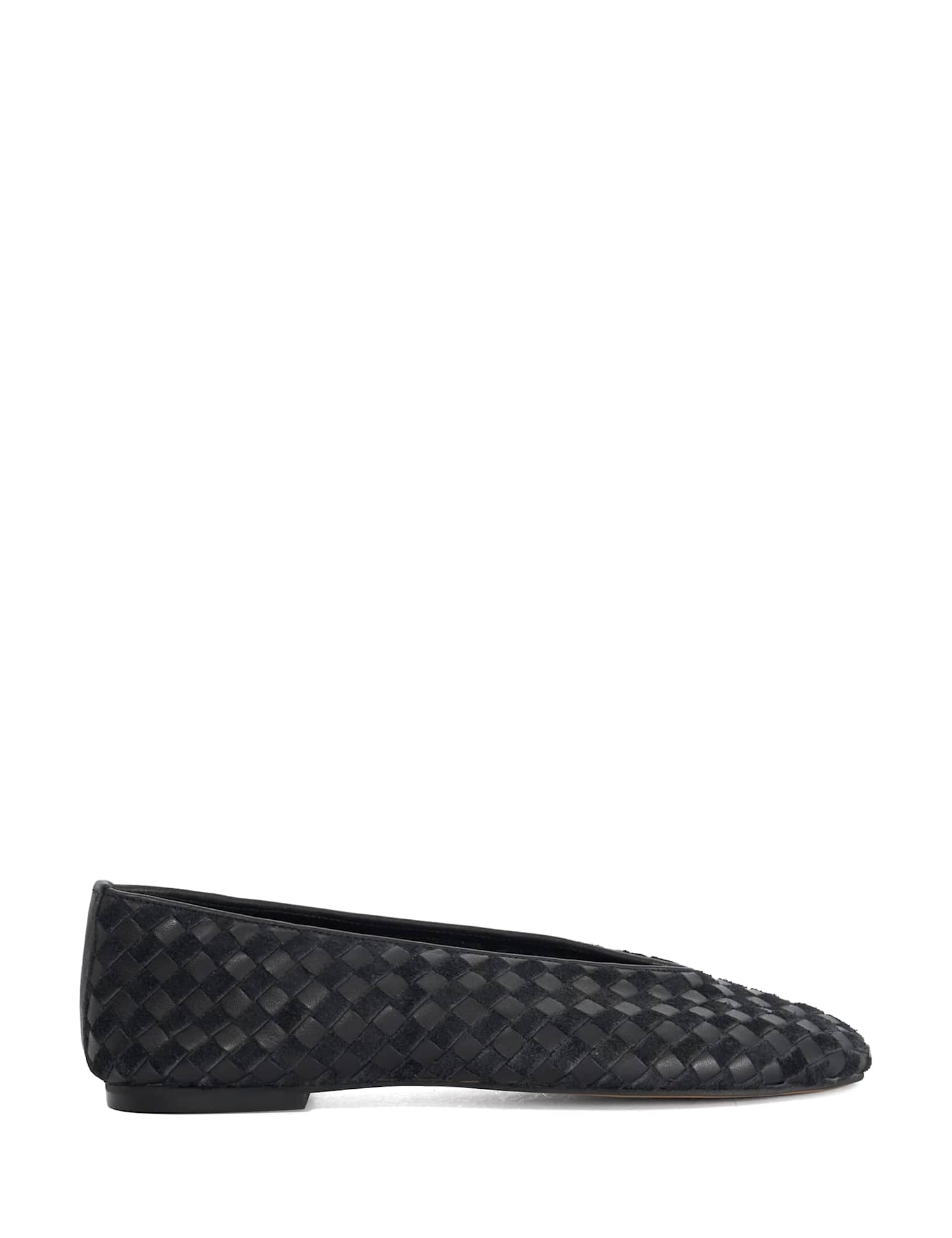 Dune London Leather Woven Ballet Pumps Black