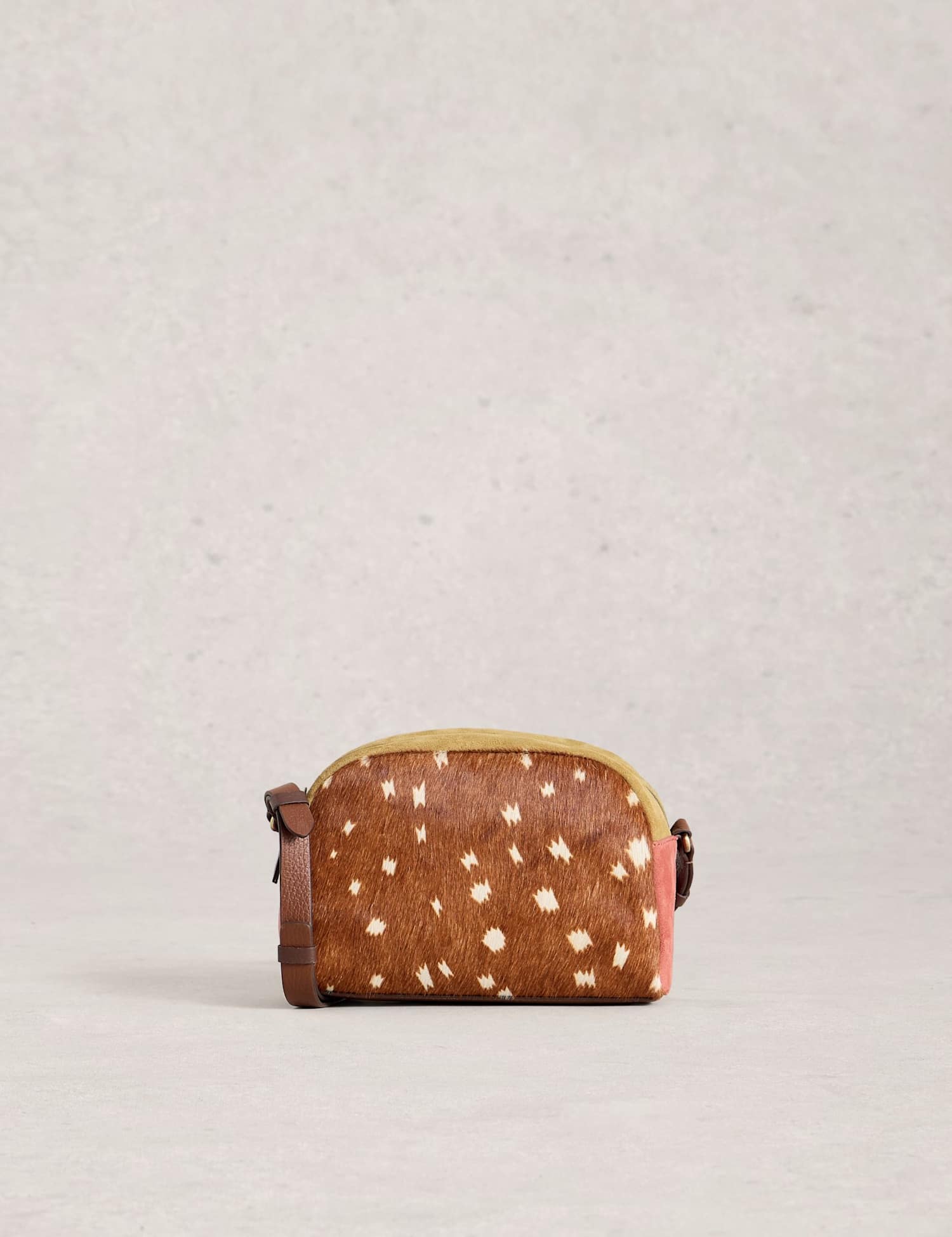 White Stuff Leather Colour Block Cross Body Bag Pink Mix