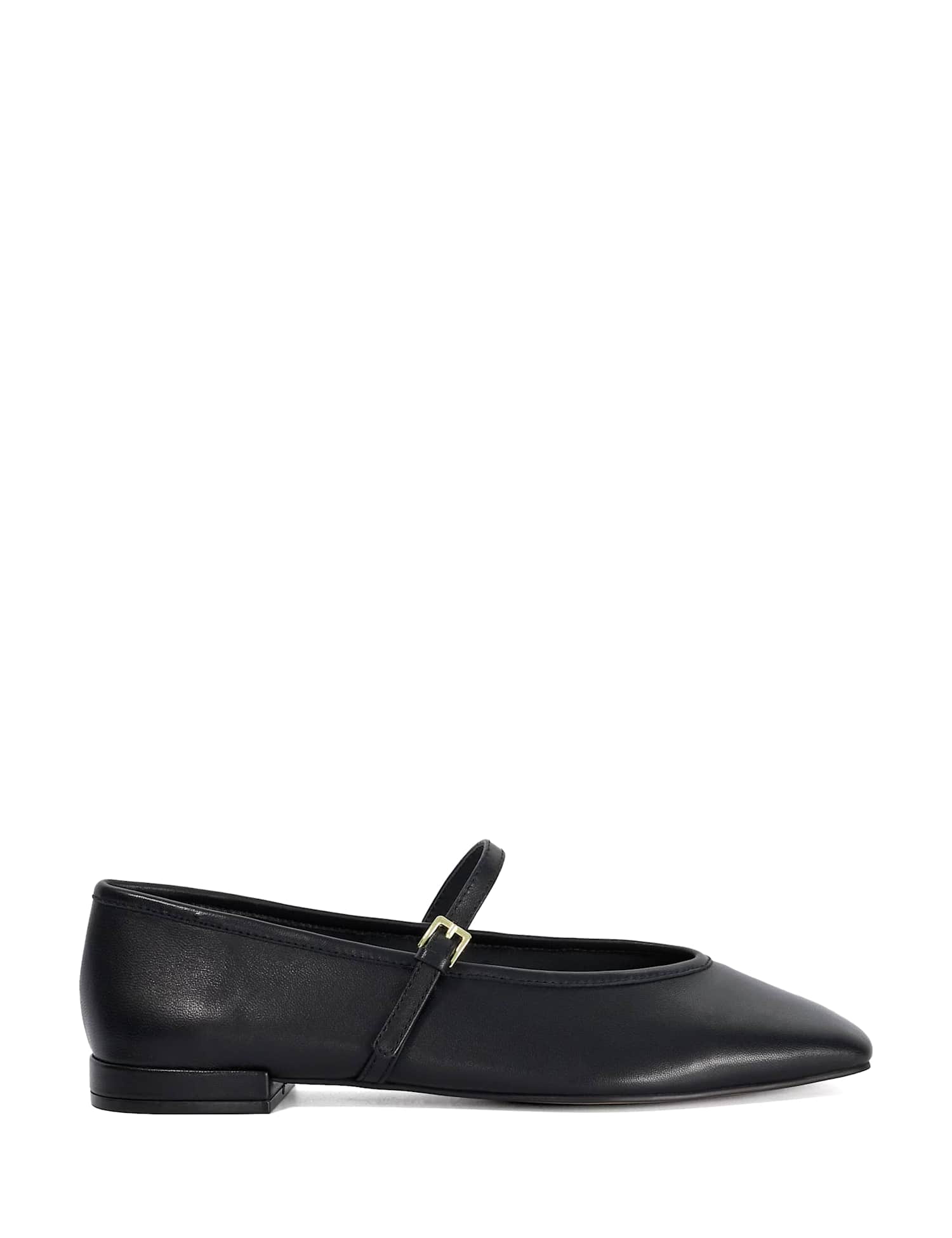 Dune London Wide Fit Leather Mary Jane Ballet Pumps Black