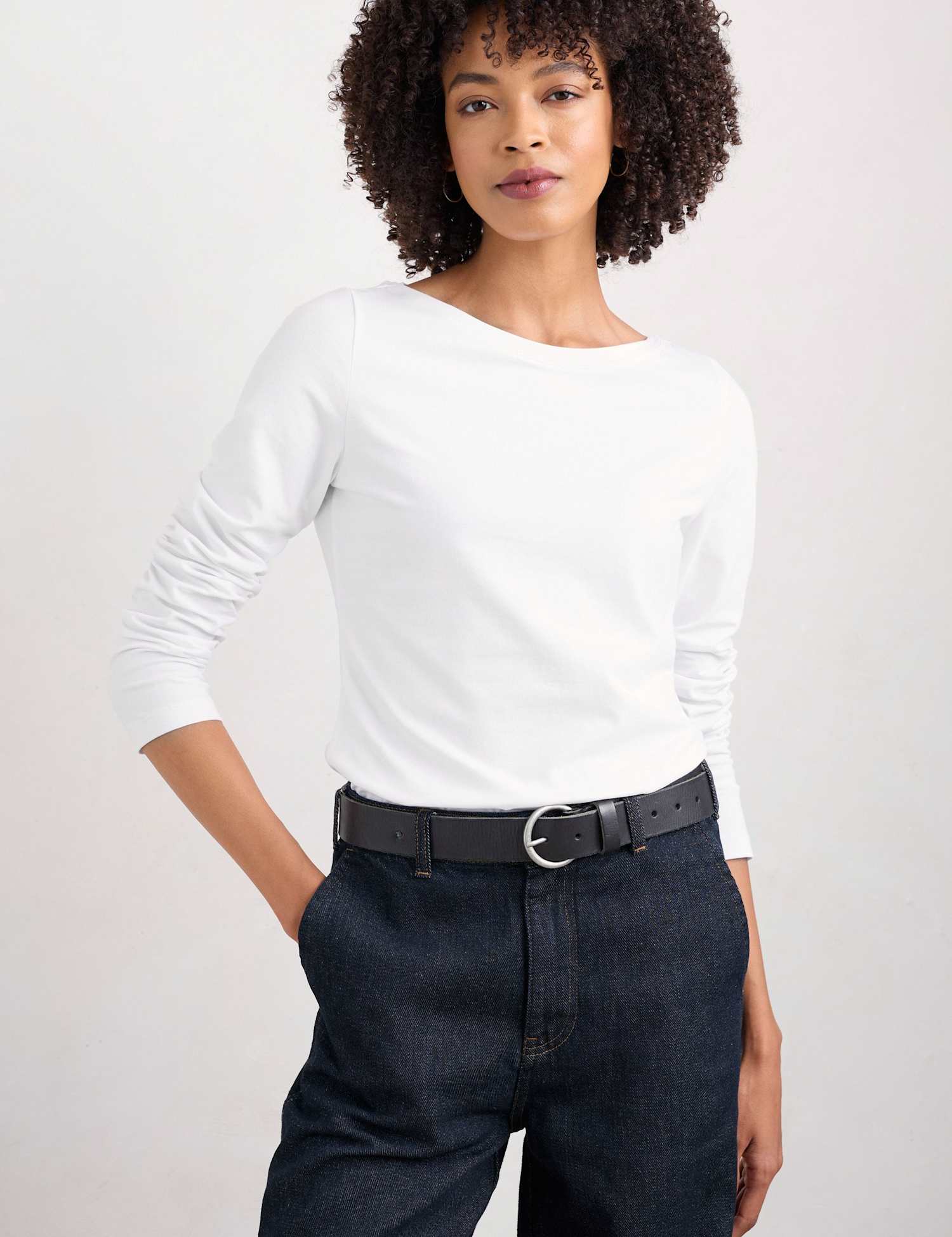 Seasalt Cornwall Cotton Rich Slash Neck Top White