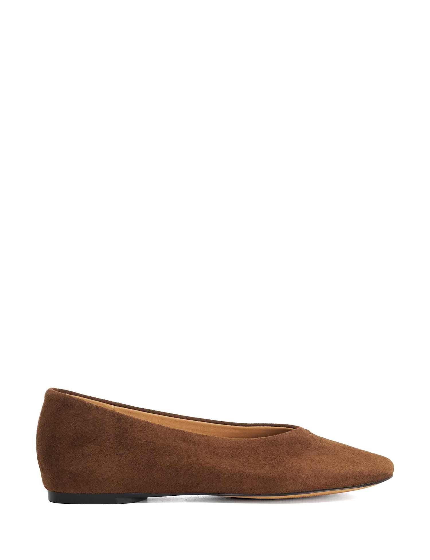 Dune London Suede Flat Ballet Pumps Brown