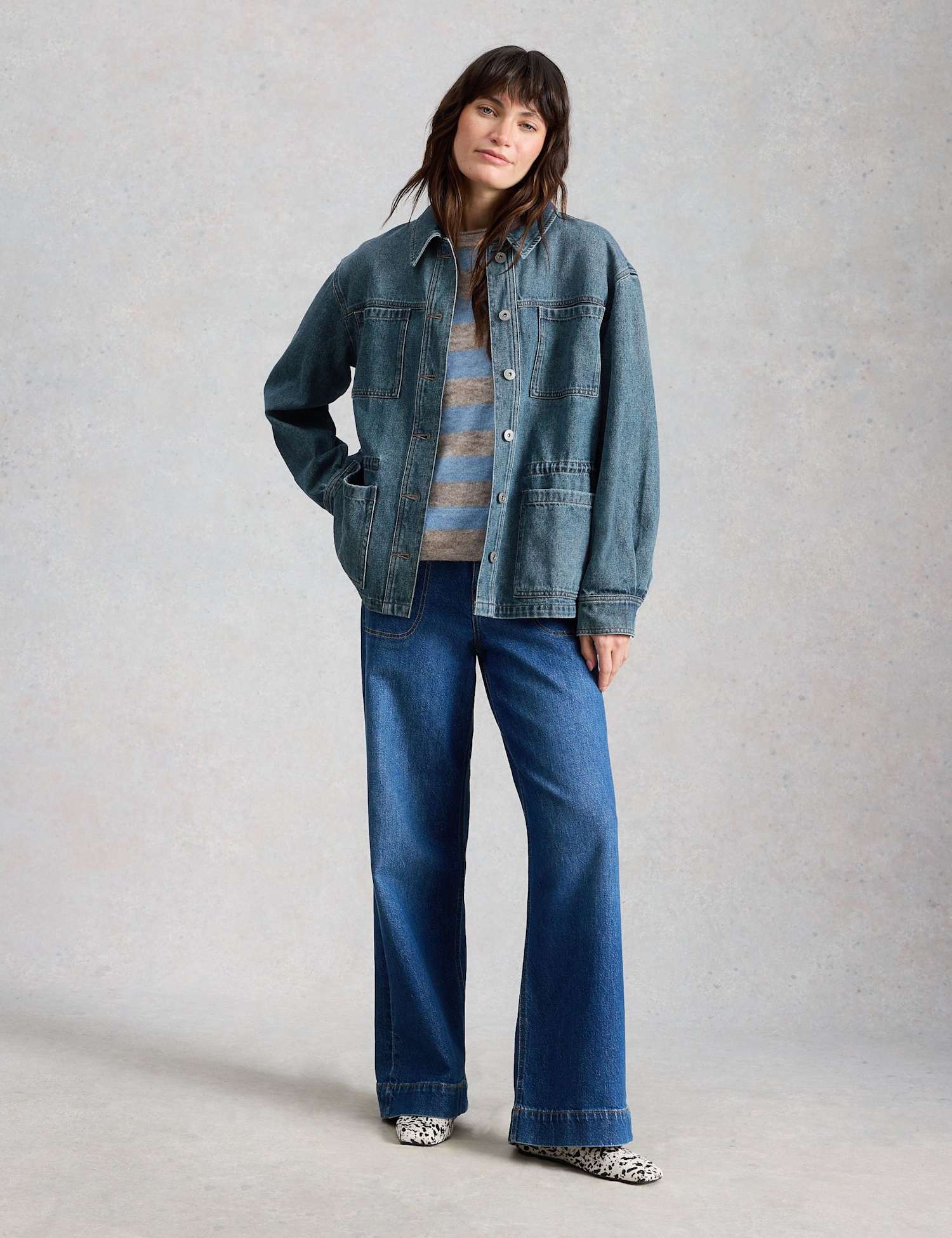 White Stuff Denim Relaxed Jacket Blue Denim