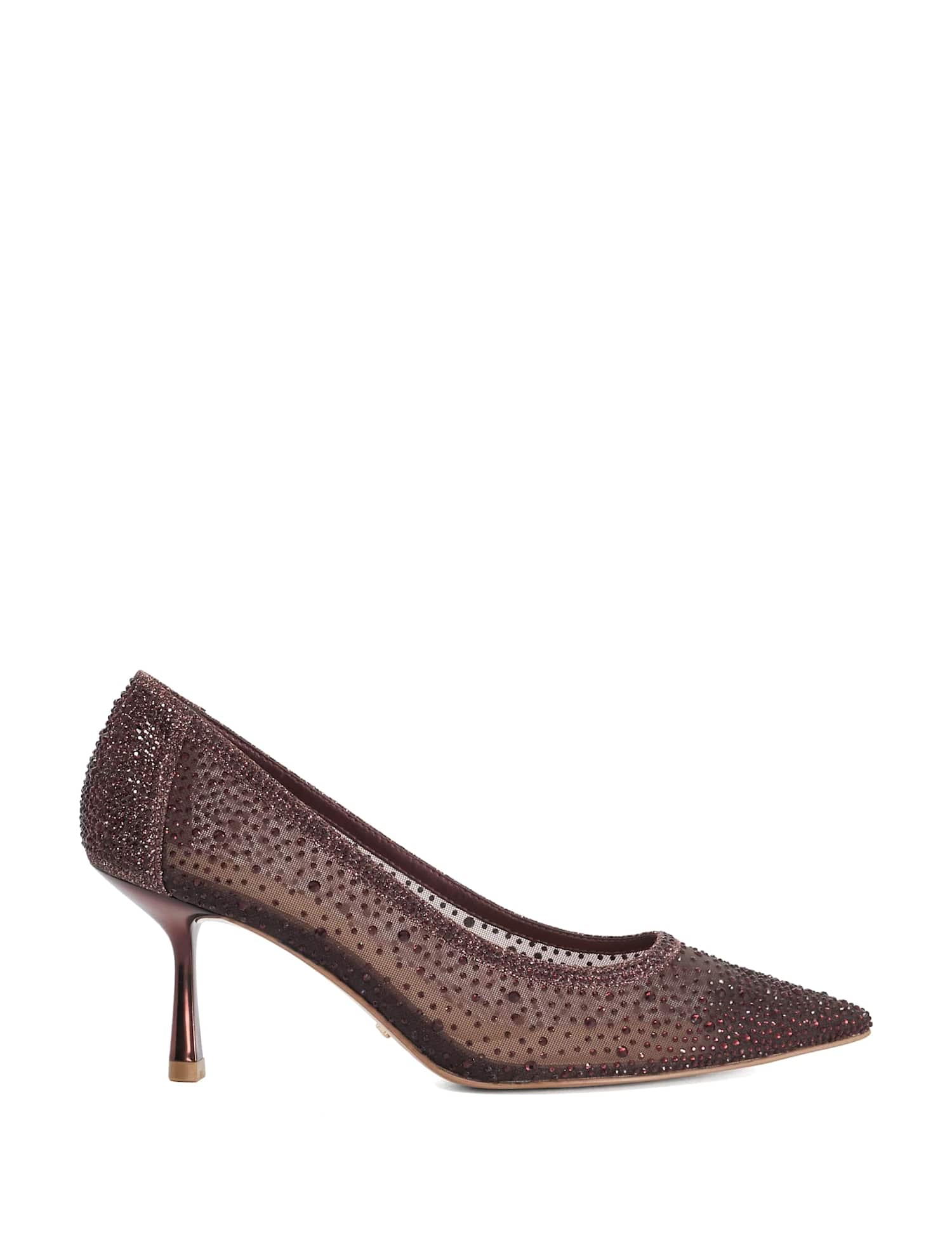 Dune London Sparkle Mesh Detail Court Shoes Burgundy