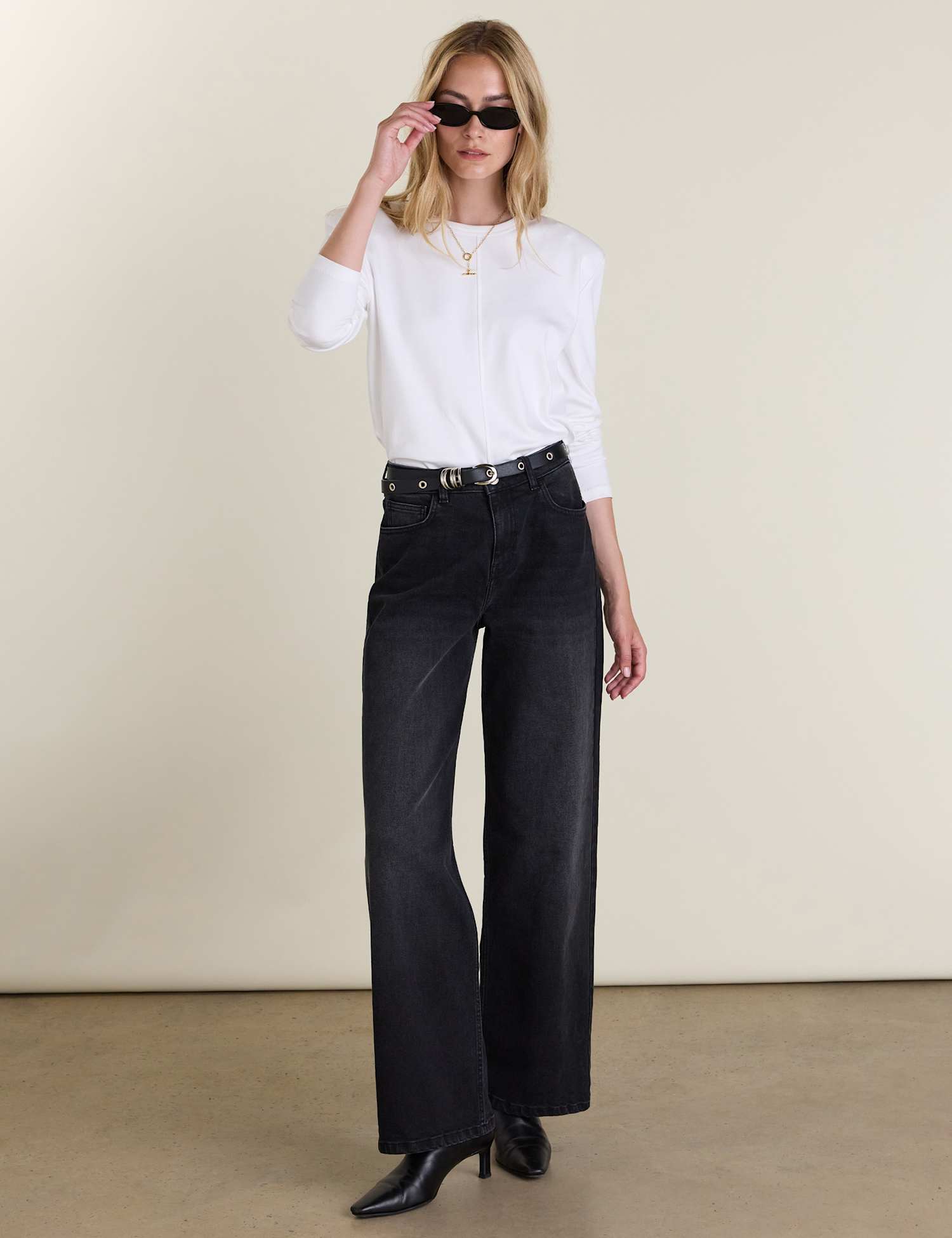 BAUKJEN High Waisted Wide Leg Jeans Black