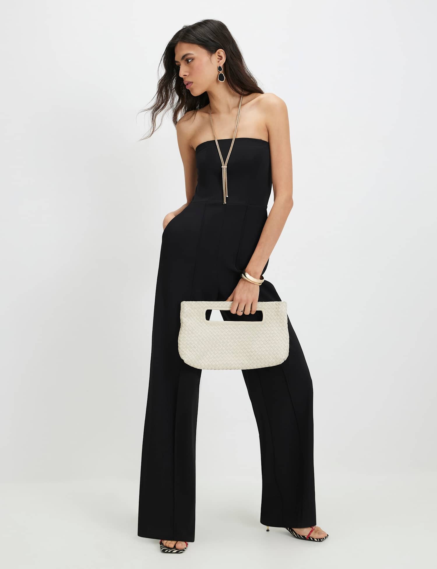River Island Sleeveless Bandeau Jumpsuit Black