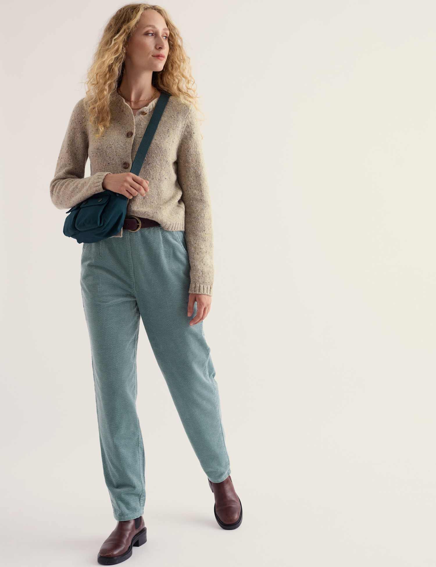 Seasalt Cornwall Pure Cotton Cord Tapered Trousers Light Blue