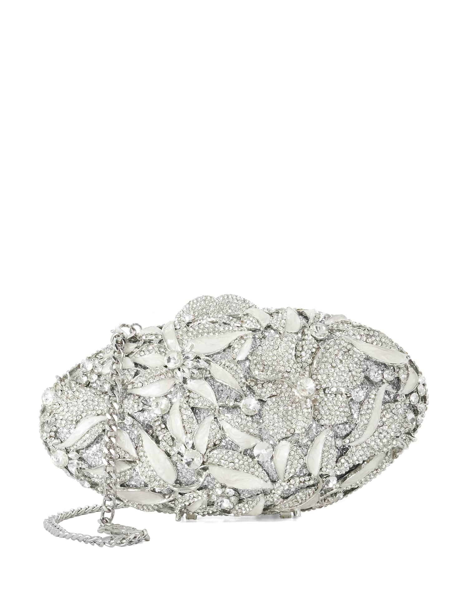 Dune London Crystal Embellished Chain Strap Clutch Bag Silver