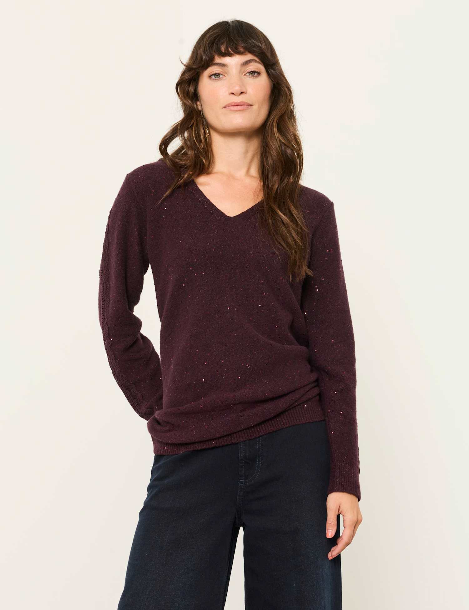 FatFace Sparkly Longline Tunic Burgundy