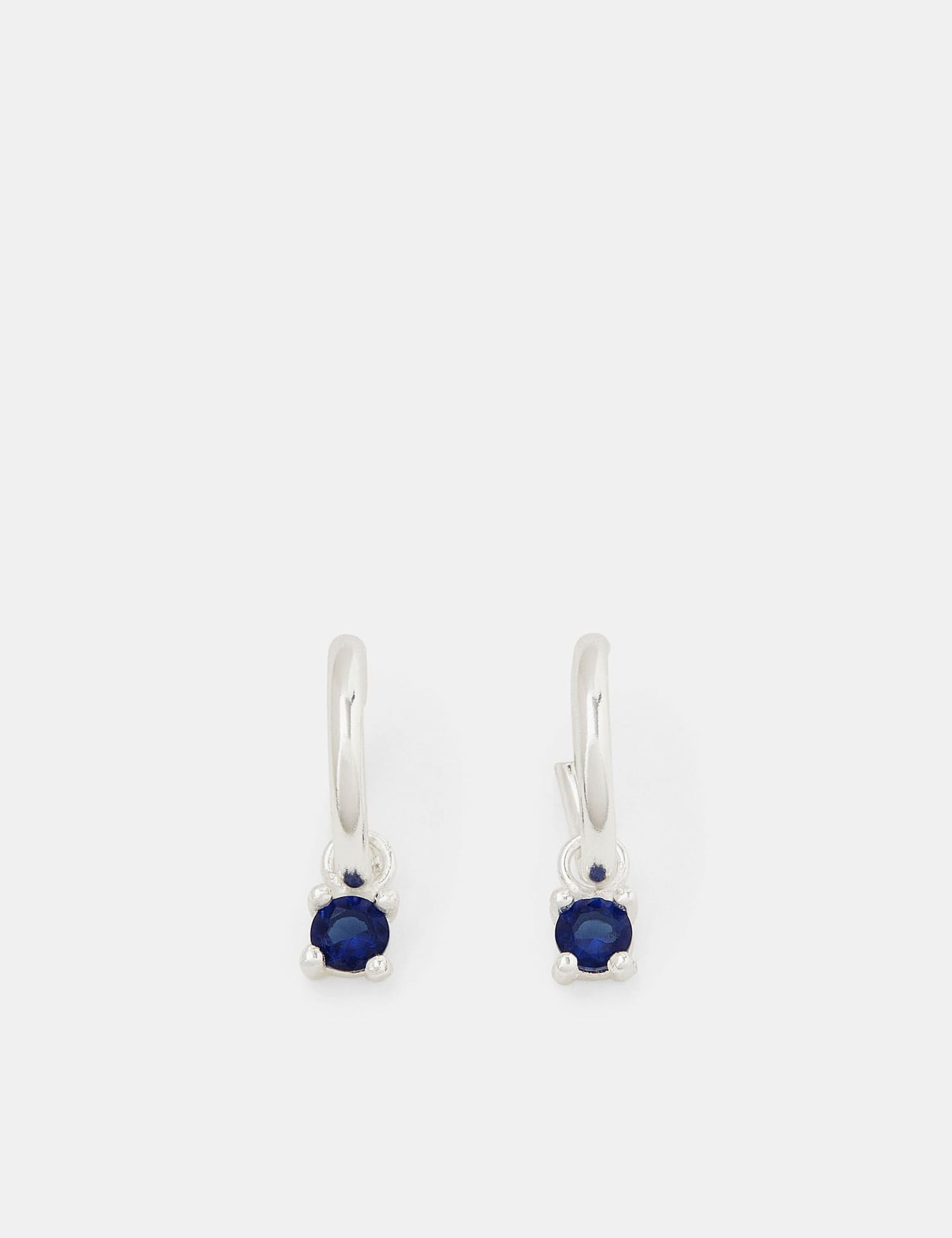 ACCESSORIZE Sterling Silver Blue Drop Hoop Earrings Silver