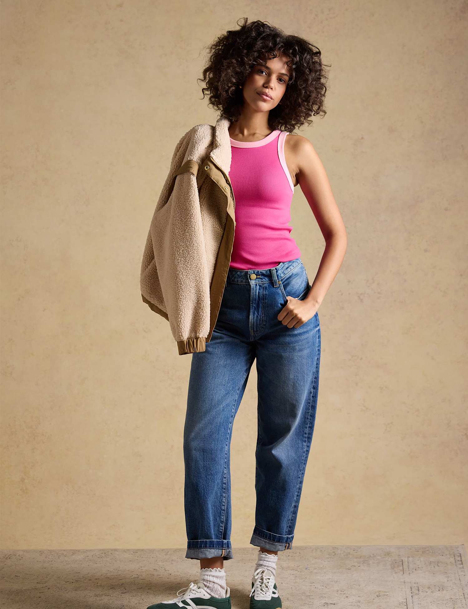 Joules Cotton Rich Ribbed Vest Pink