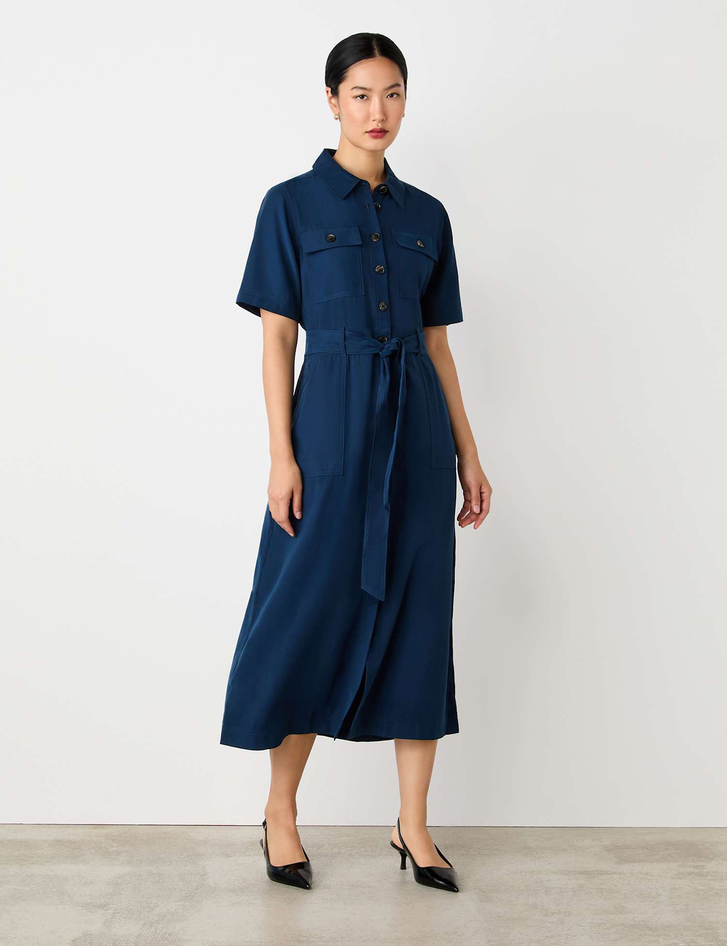 Finery London Midi Shirt Dress Navy