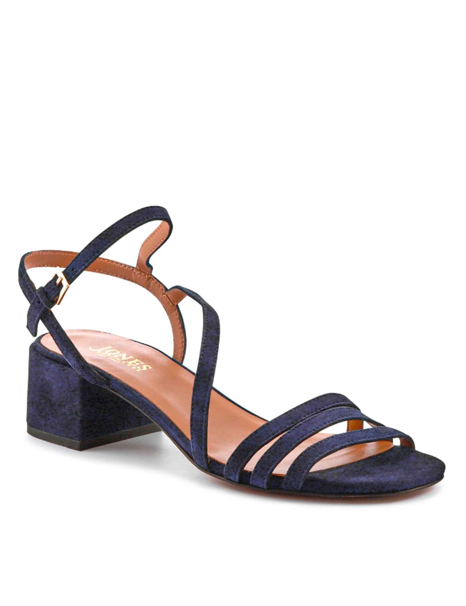 Jones Bootmaker Leather Strappy Block Heel Sandals Navy