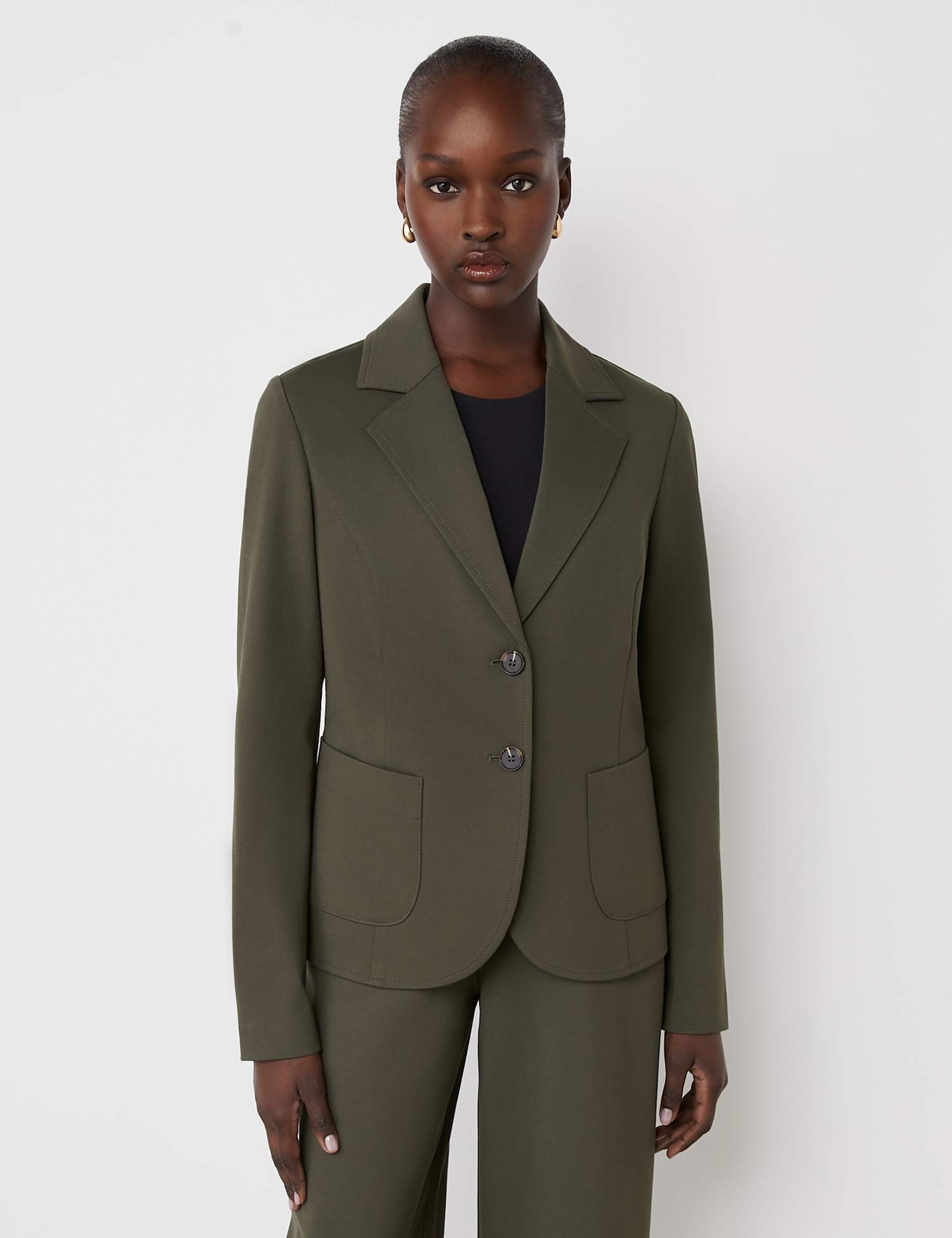 Finery London Ponte Jersey Single Breasted Blazer Green