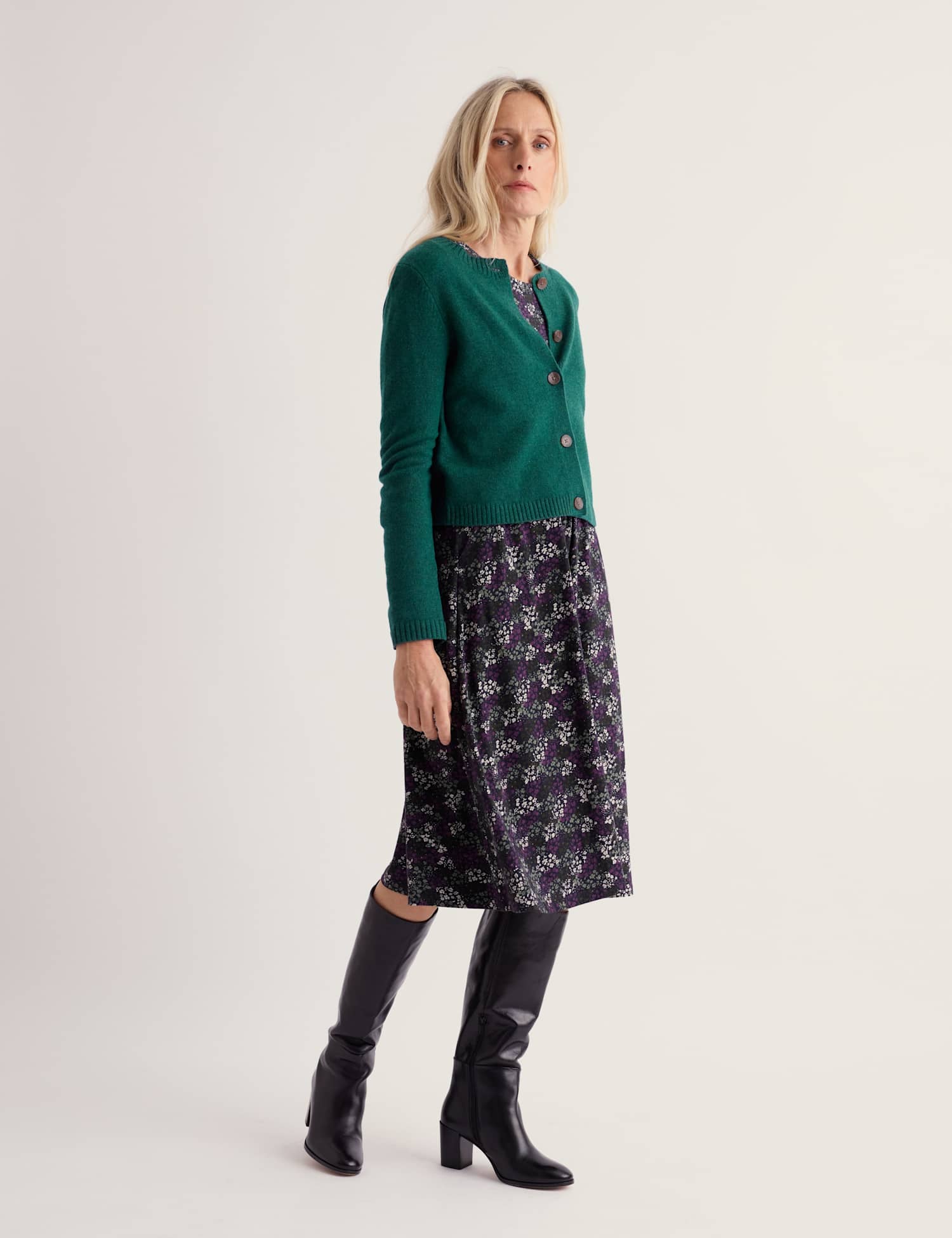 Seasalt Cornwall Merino Wool Rich Crew Neck Cardigan Dark Green