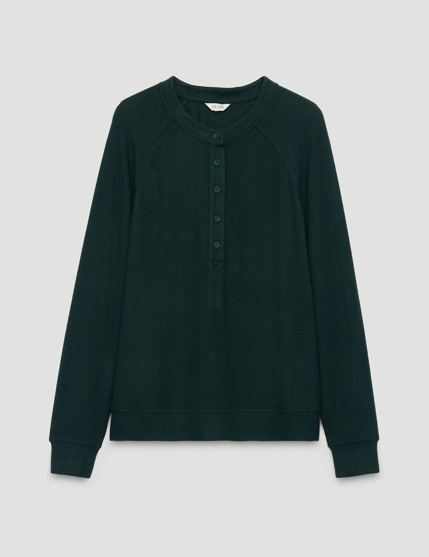 HUSH Supersoft Long Sleeve Pyjama Top Dark Khaki