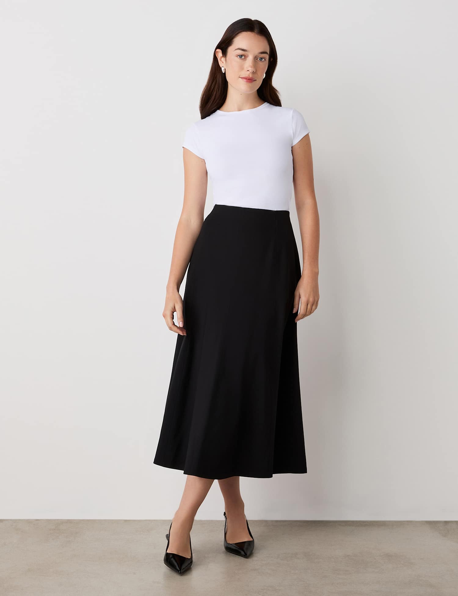 Finery London Jersey Midi Skirt Black
