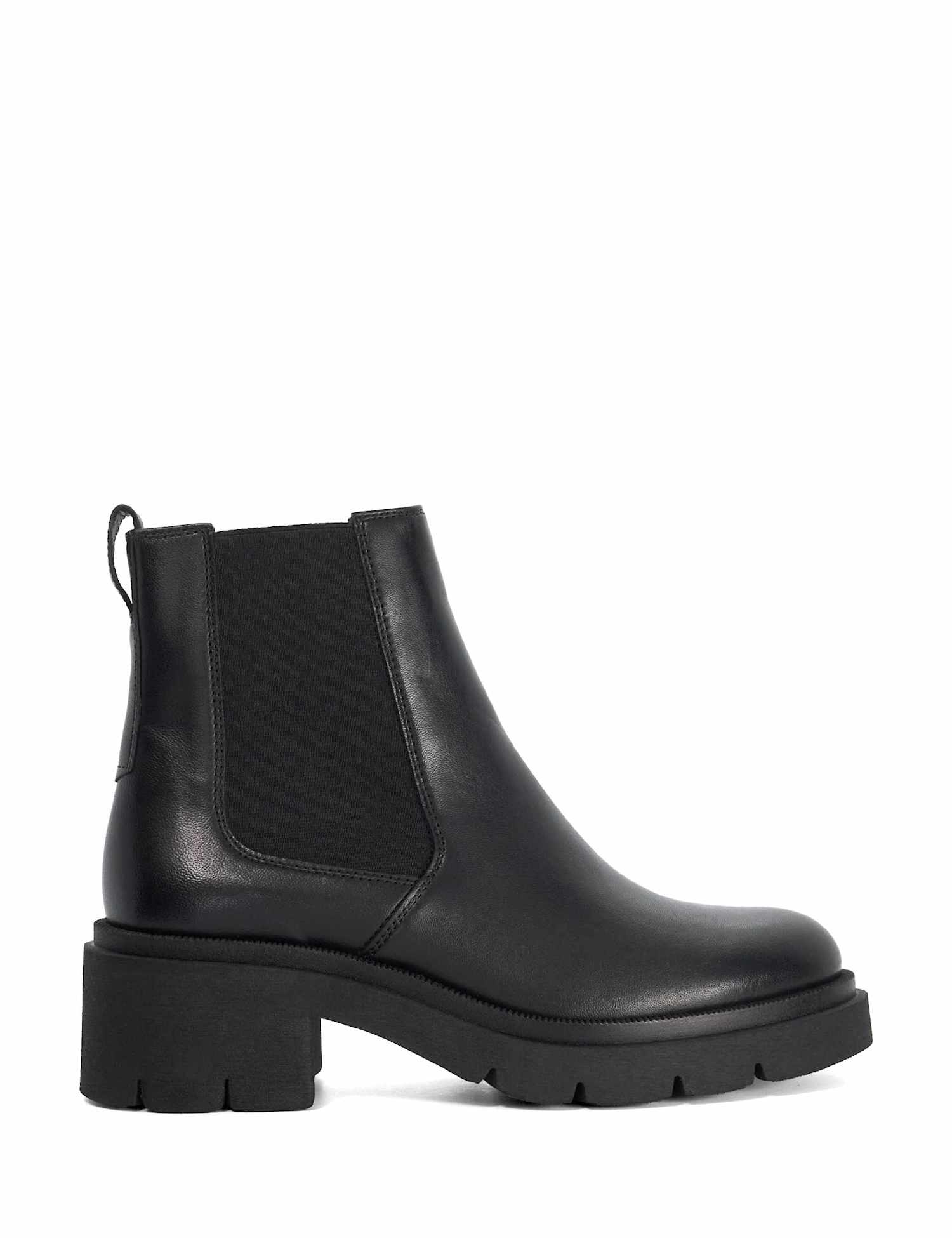Dune London Leather Chunky Chelsea Block Heel Ankle Boots Black