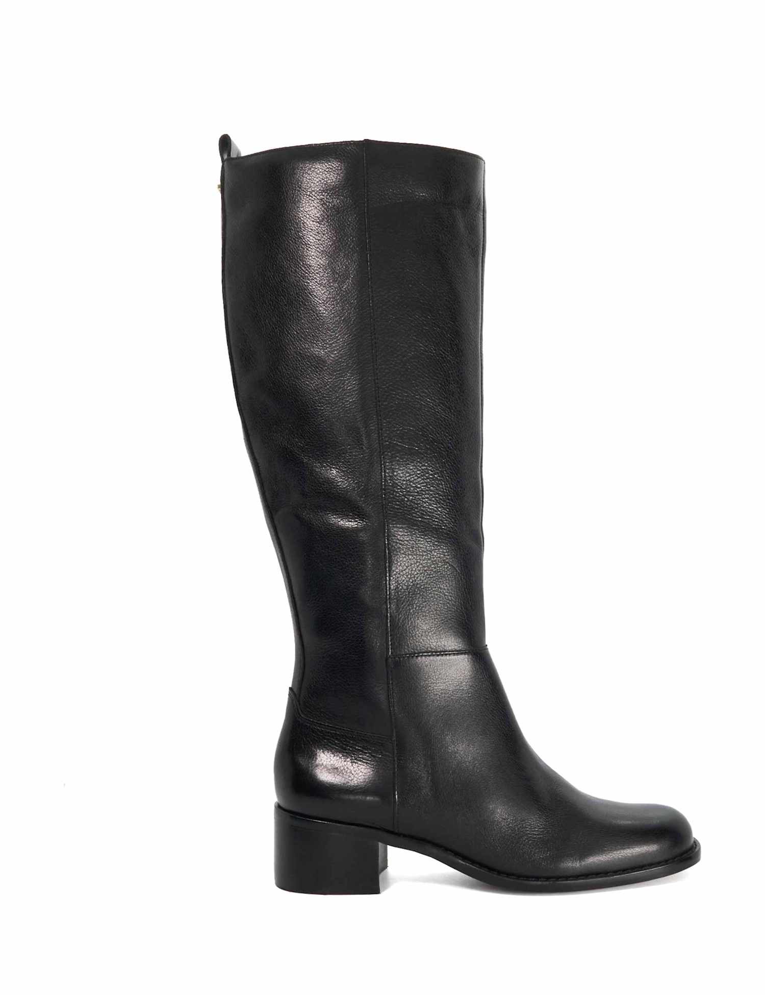 Dune London Wide Fit Leather Block Heel Knee High Boots Black