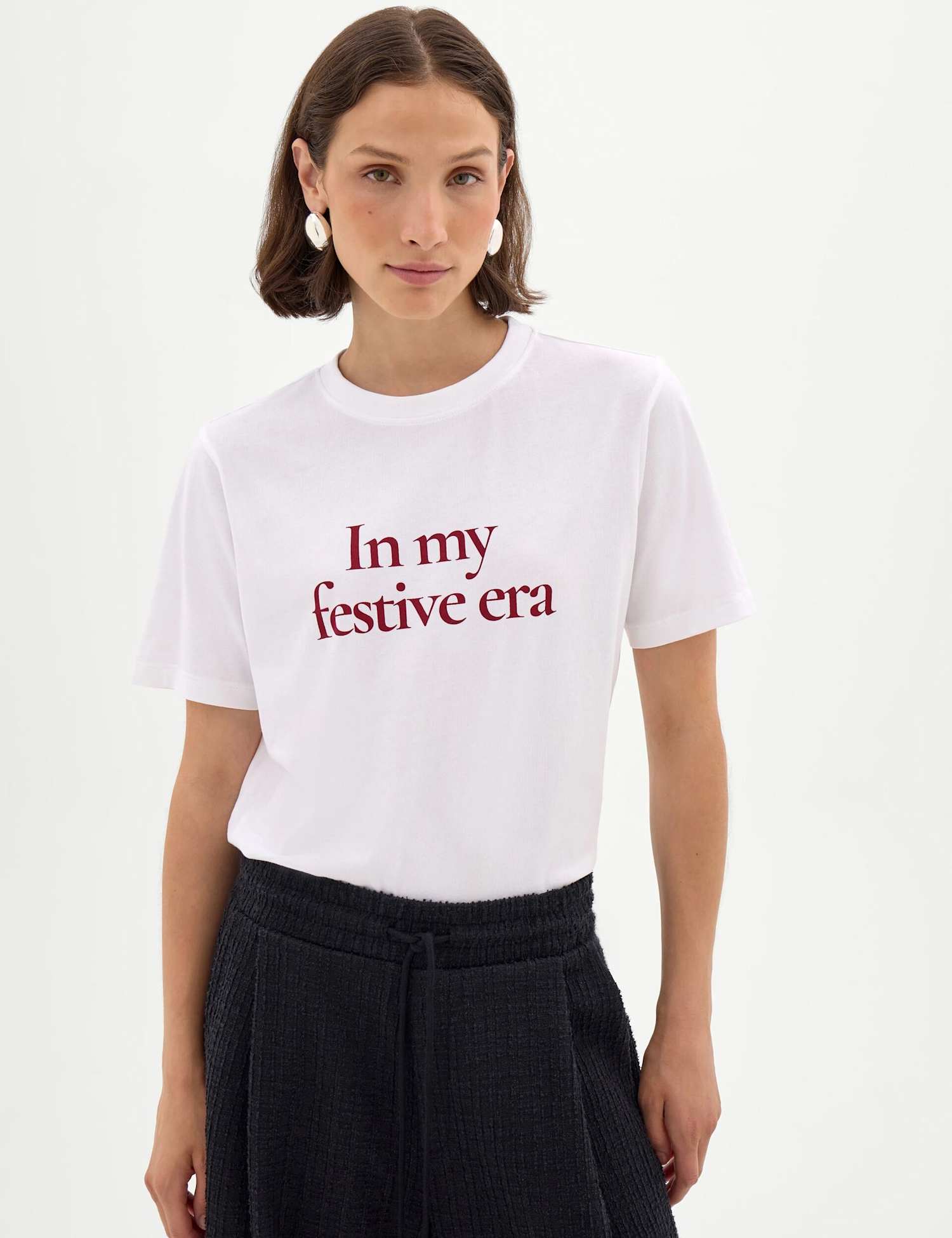 HUSH Pure Cotton Slogan Long Sleeve T-Shirt White Mix