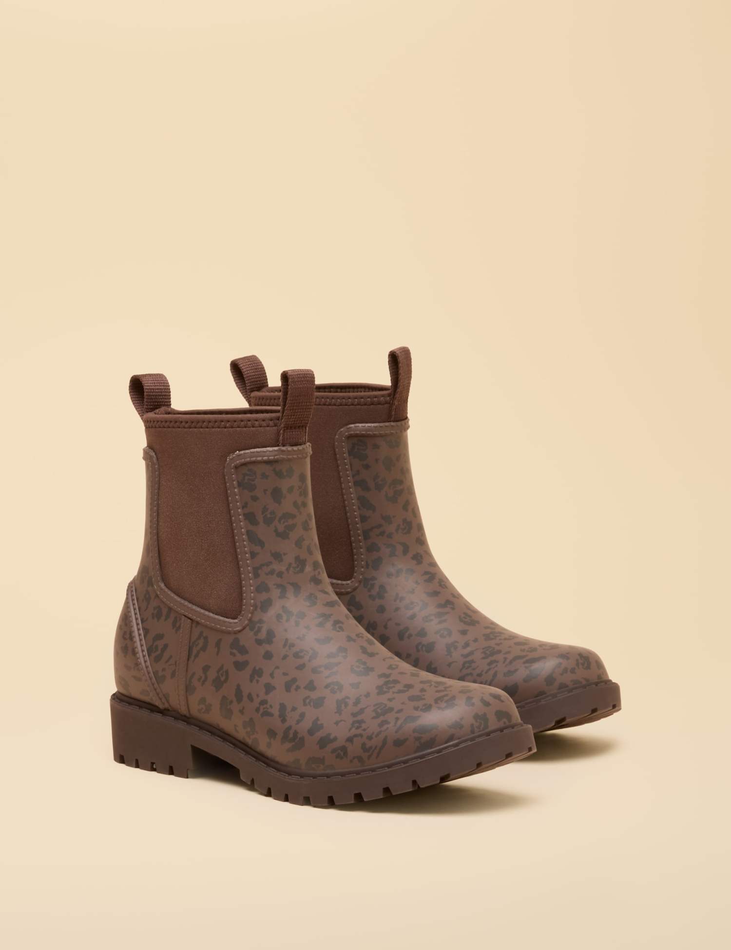 Joules Leopard Print Wellies Brown Mix