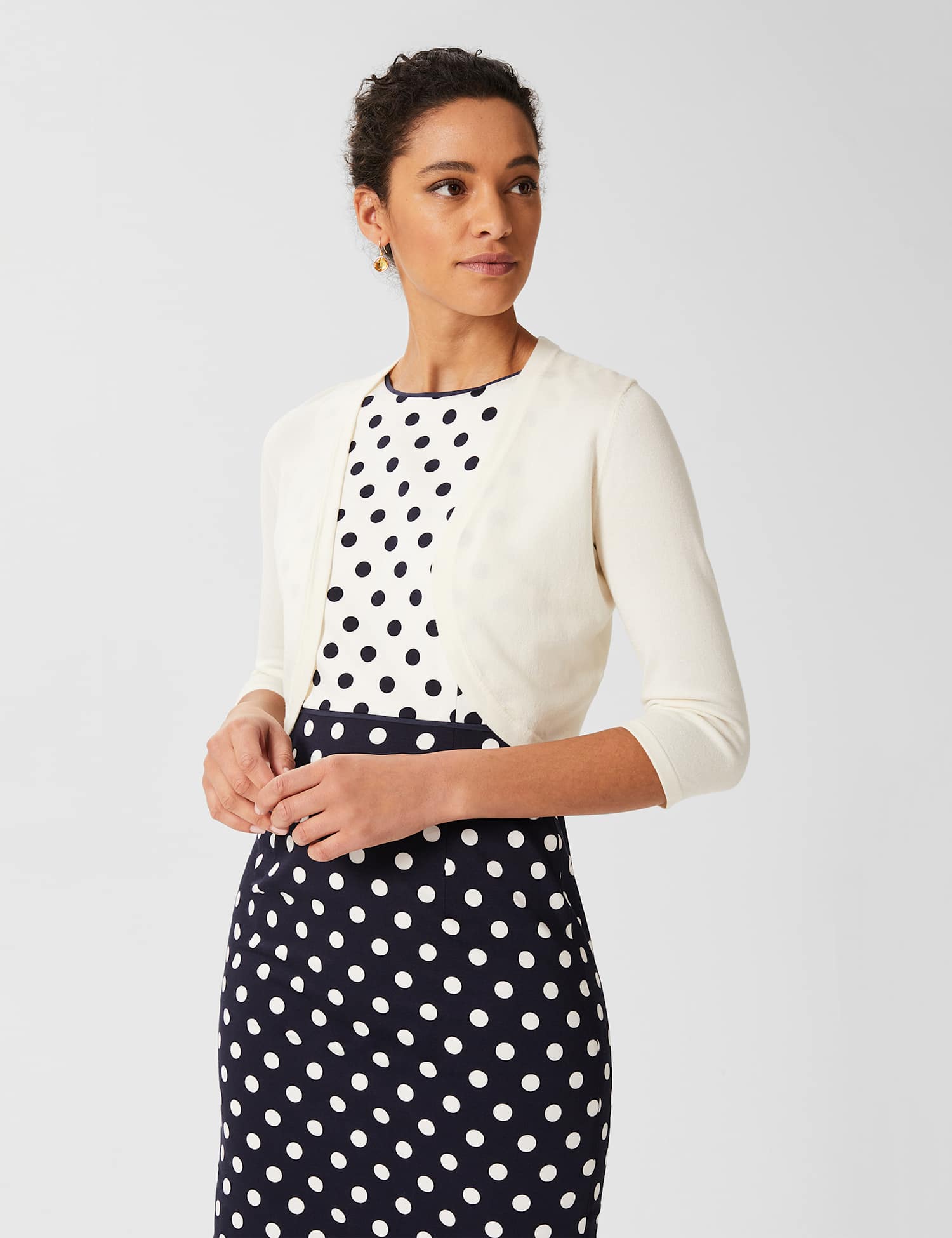 HOBBS Edge to Edge Cropped Cardigan Ivory