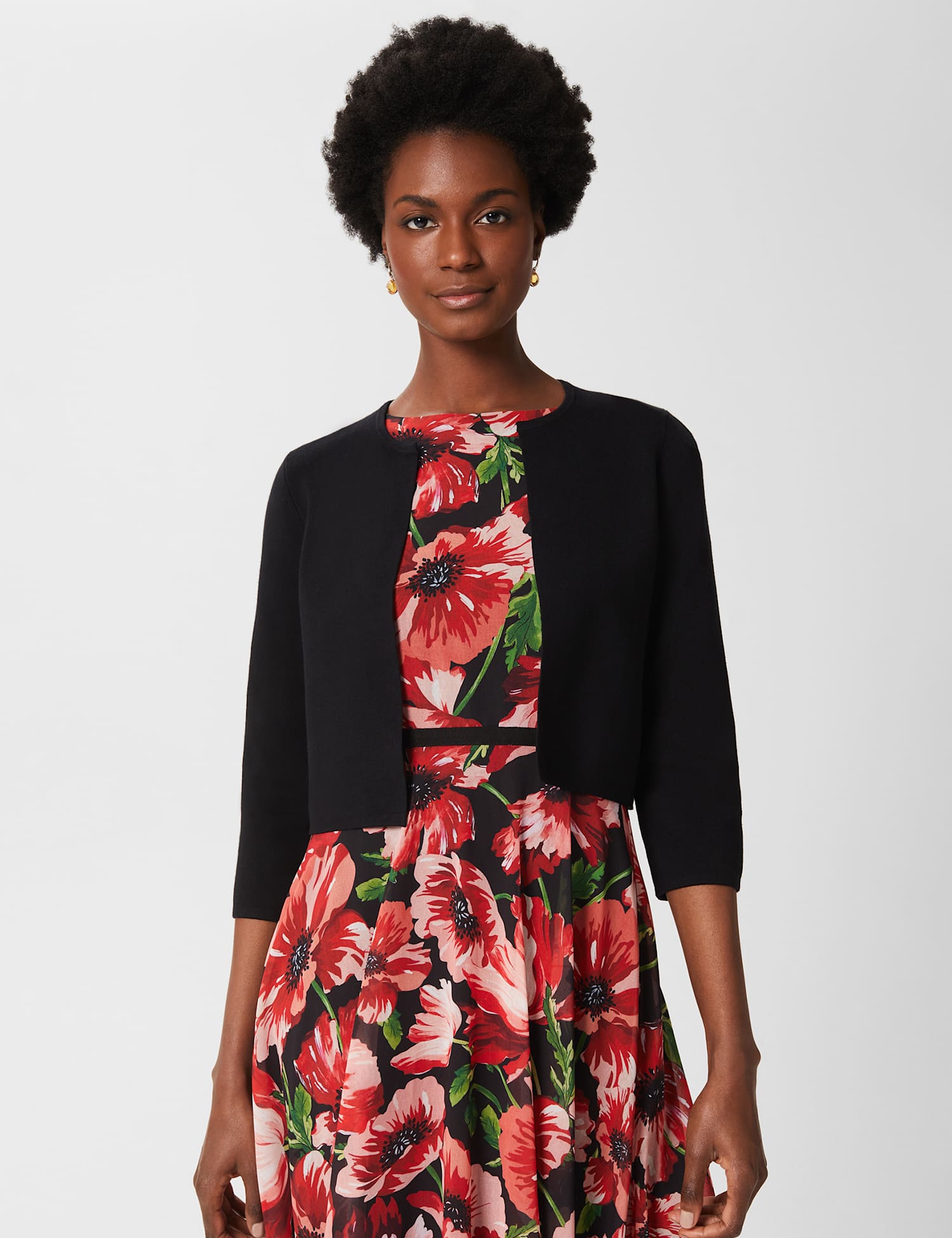 HOBBS Edge to Edge Cropped Cardigan Black