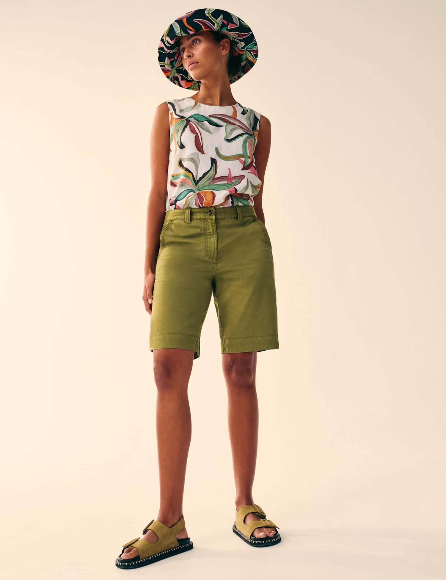 White Stuff Cotton Rich Chino Shorts Green