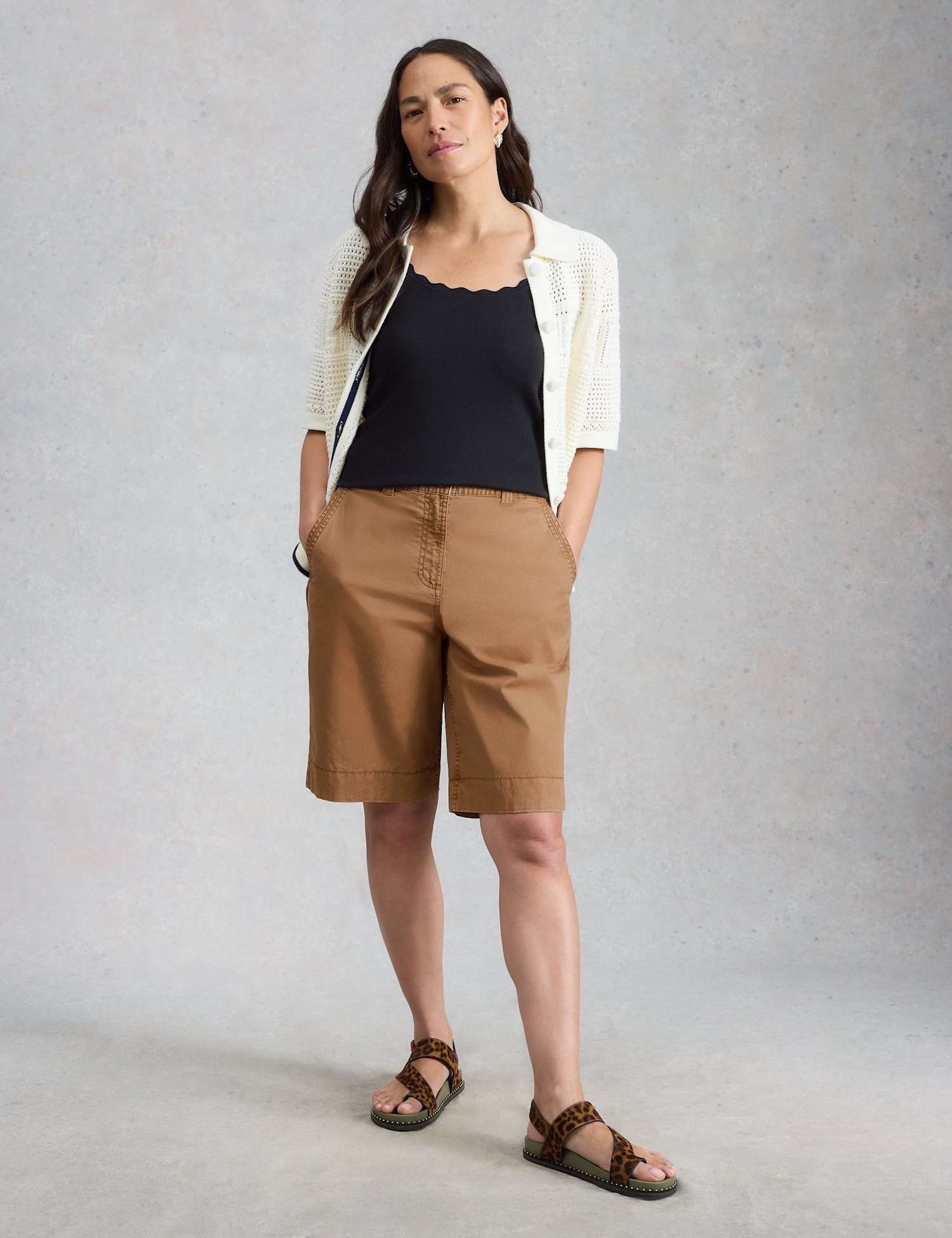 White Stuff Cotton Rich Chino Shorts Tan