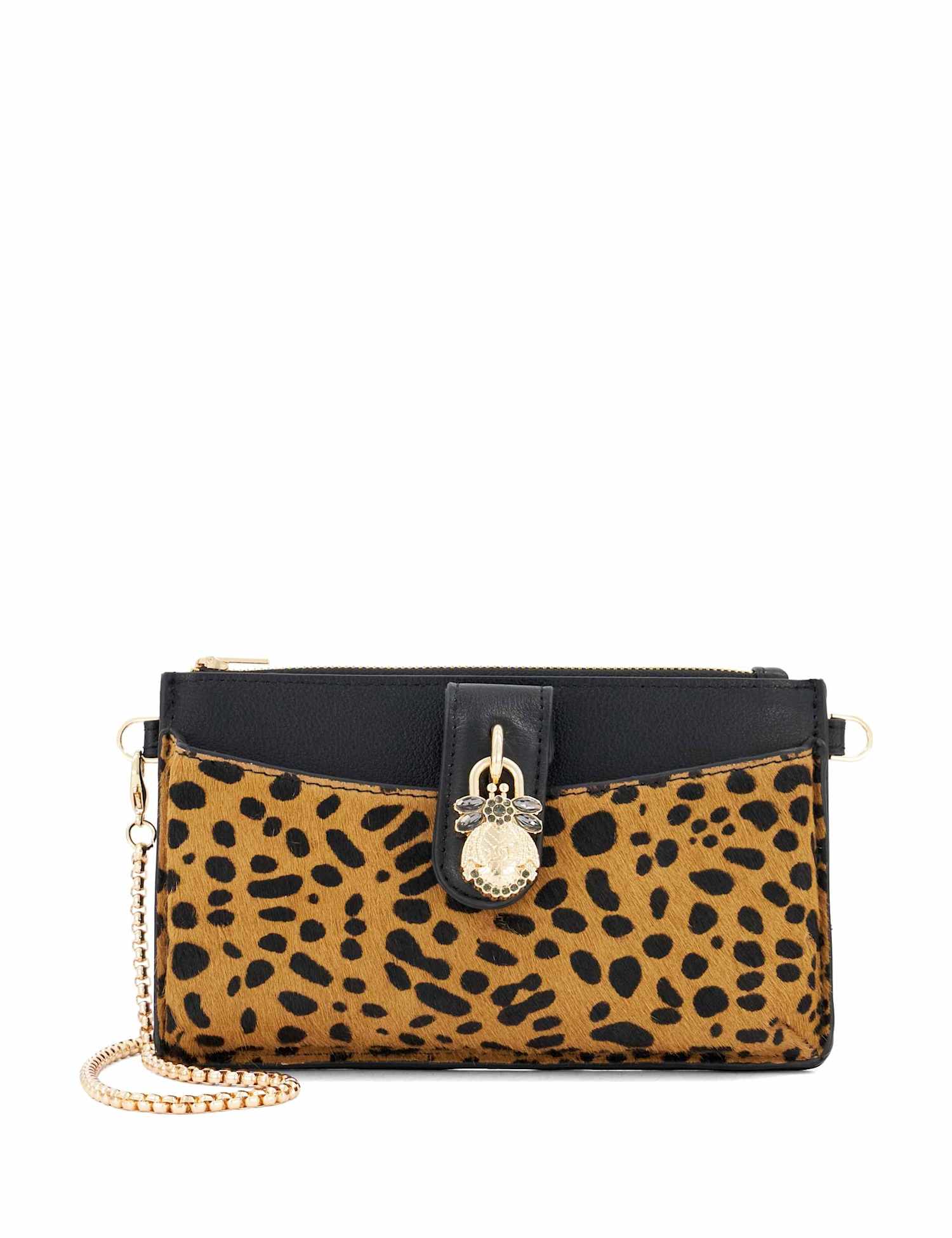 Dune London Leather Animal Print Purse Brown Mix