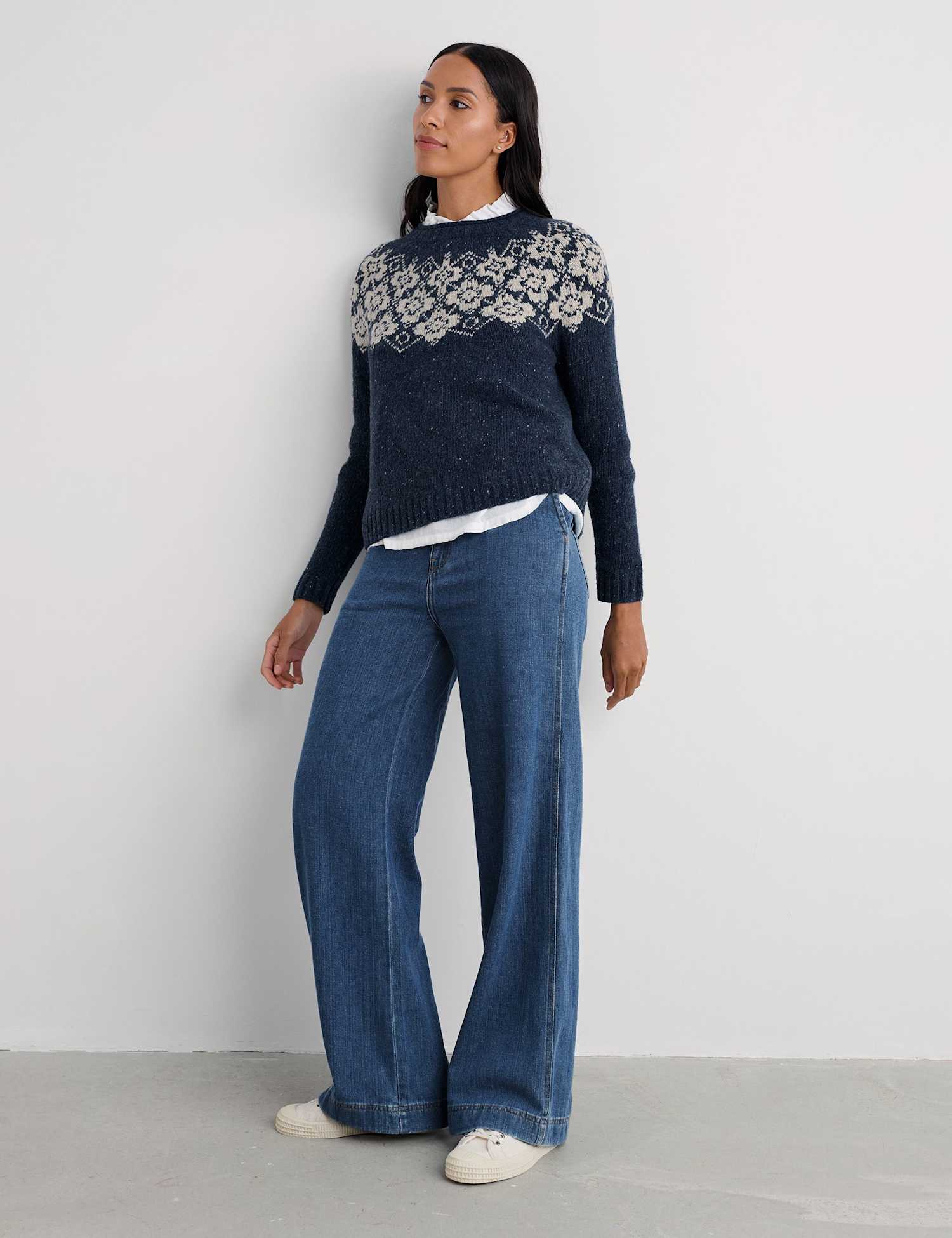 Seasalt Cornwall High Waisted Wide Leg Jeans Blue