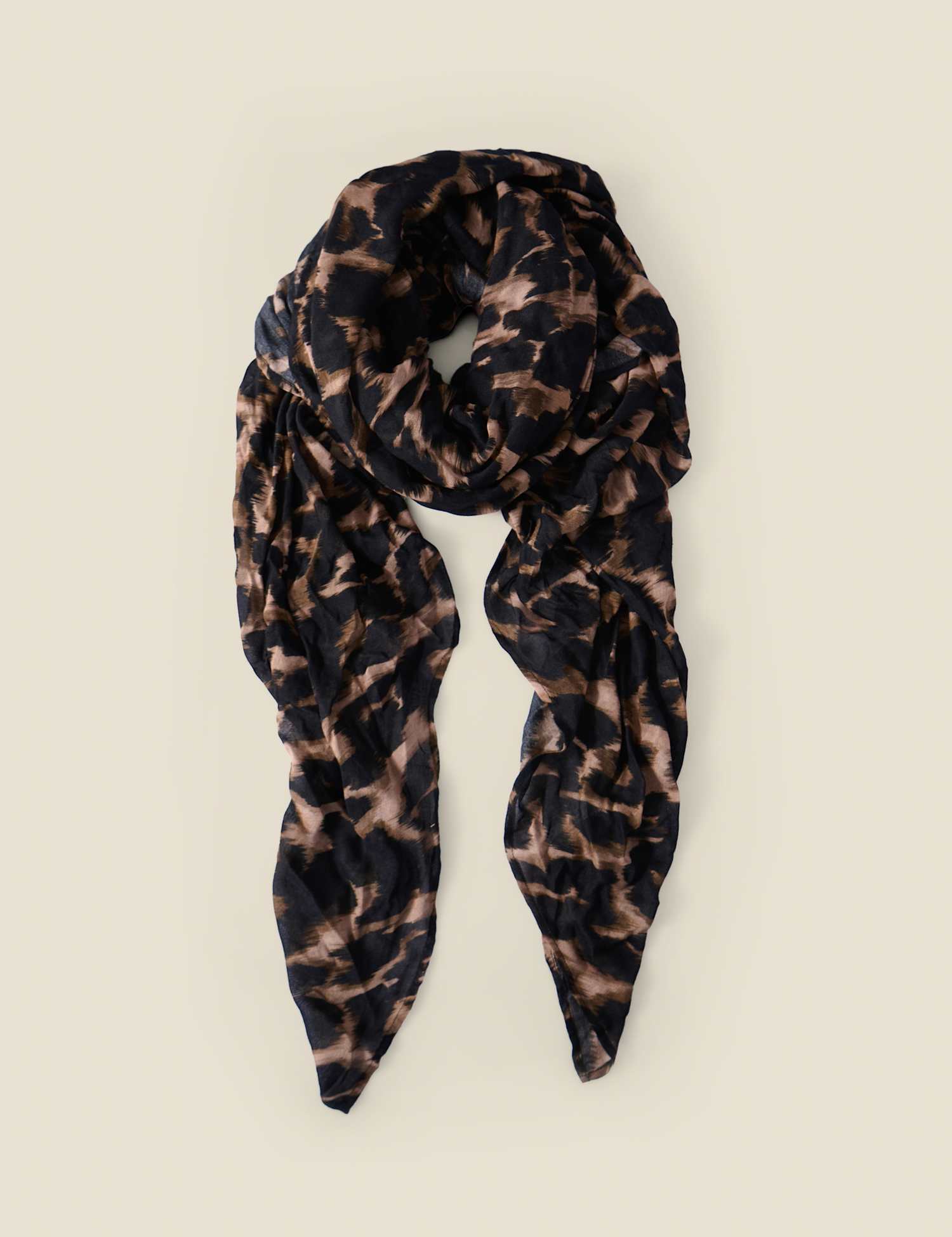 SOSANDAR Leopard Print Scarf Brown Mix