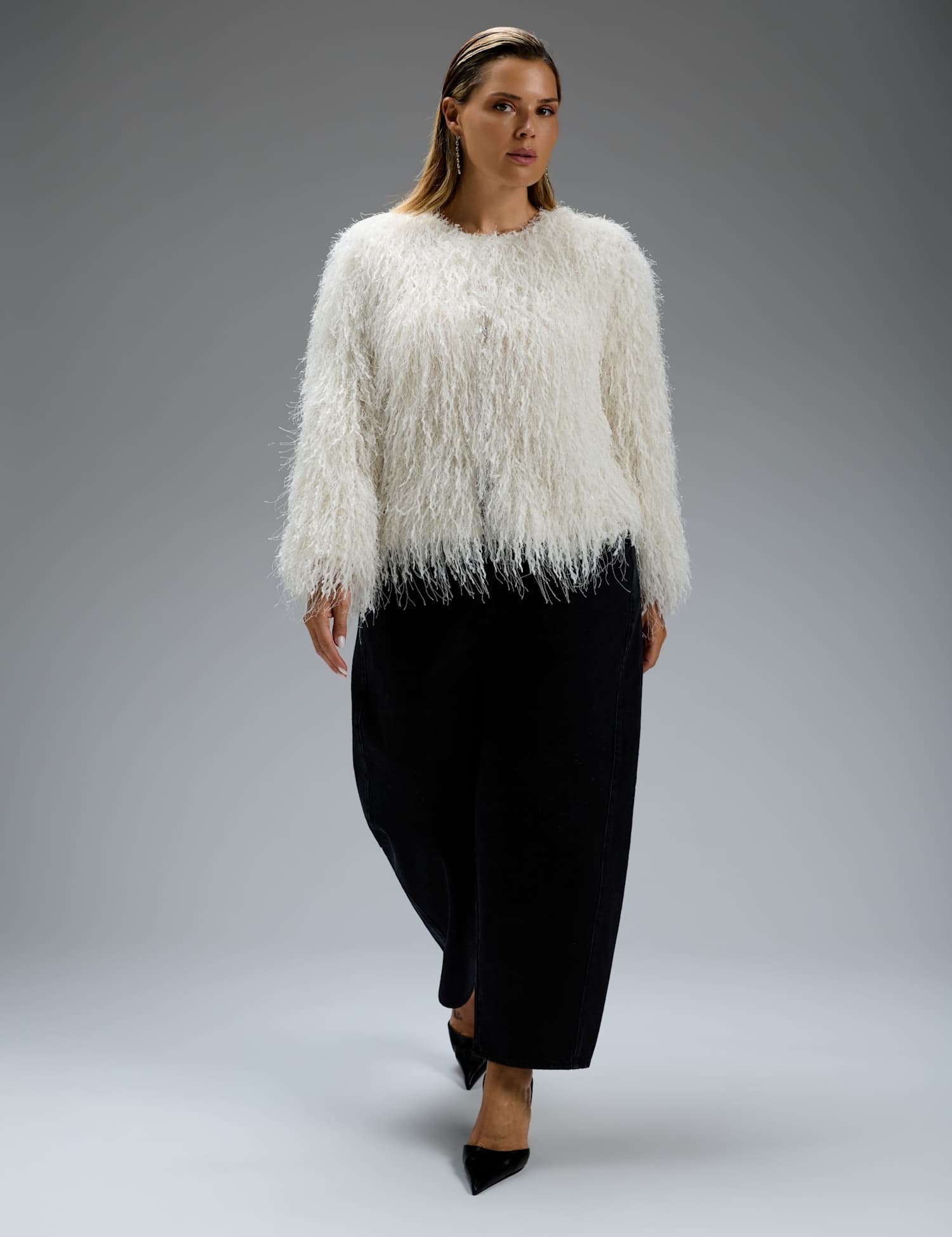 Live Unlimited London Fringed Jacket Ecru