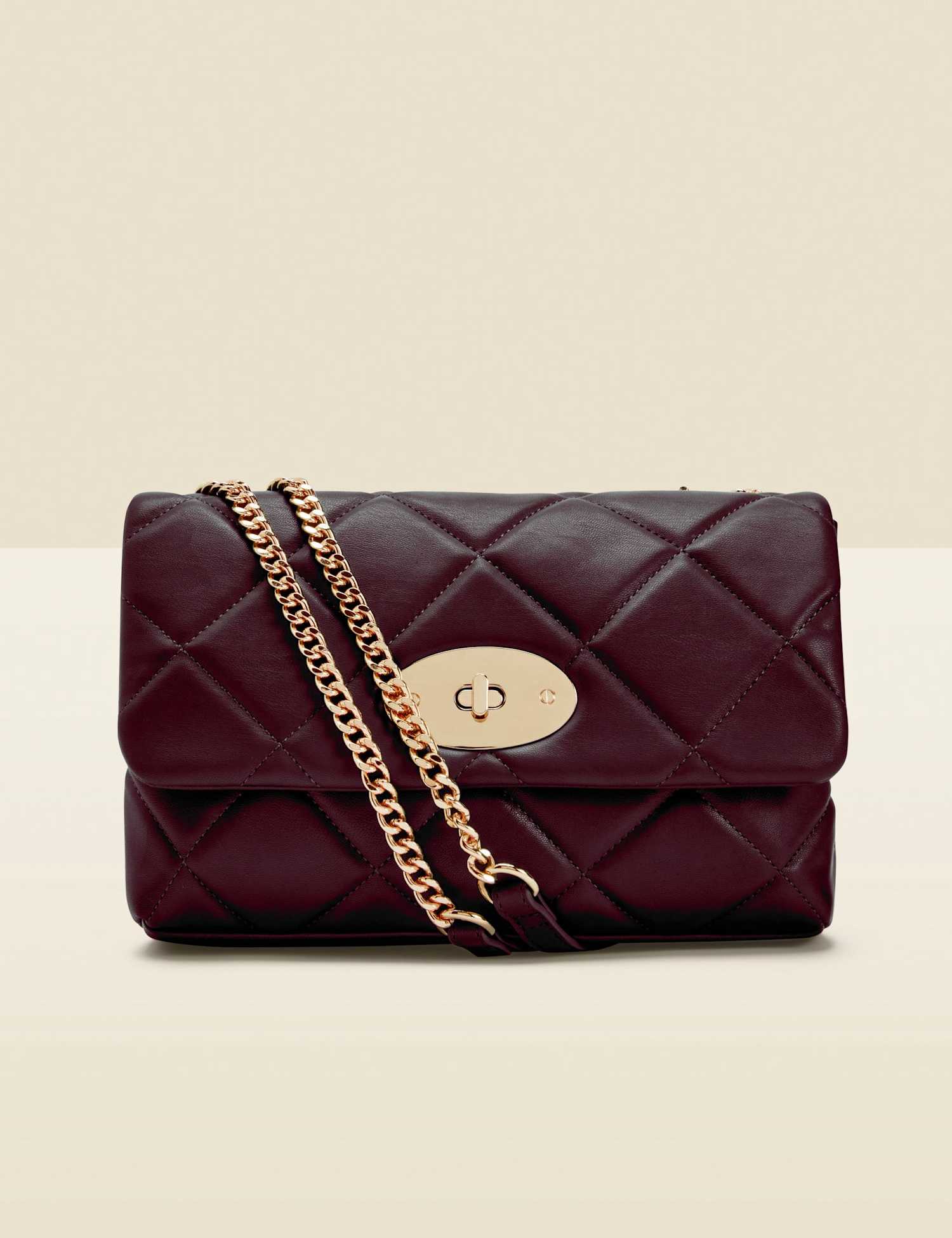 SOSANDAR Quilted Cross Body Bag Burgundy