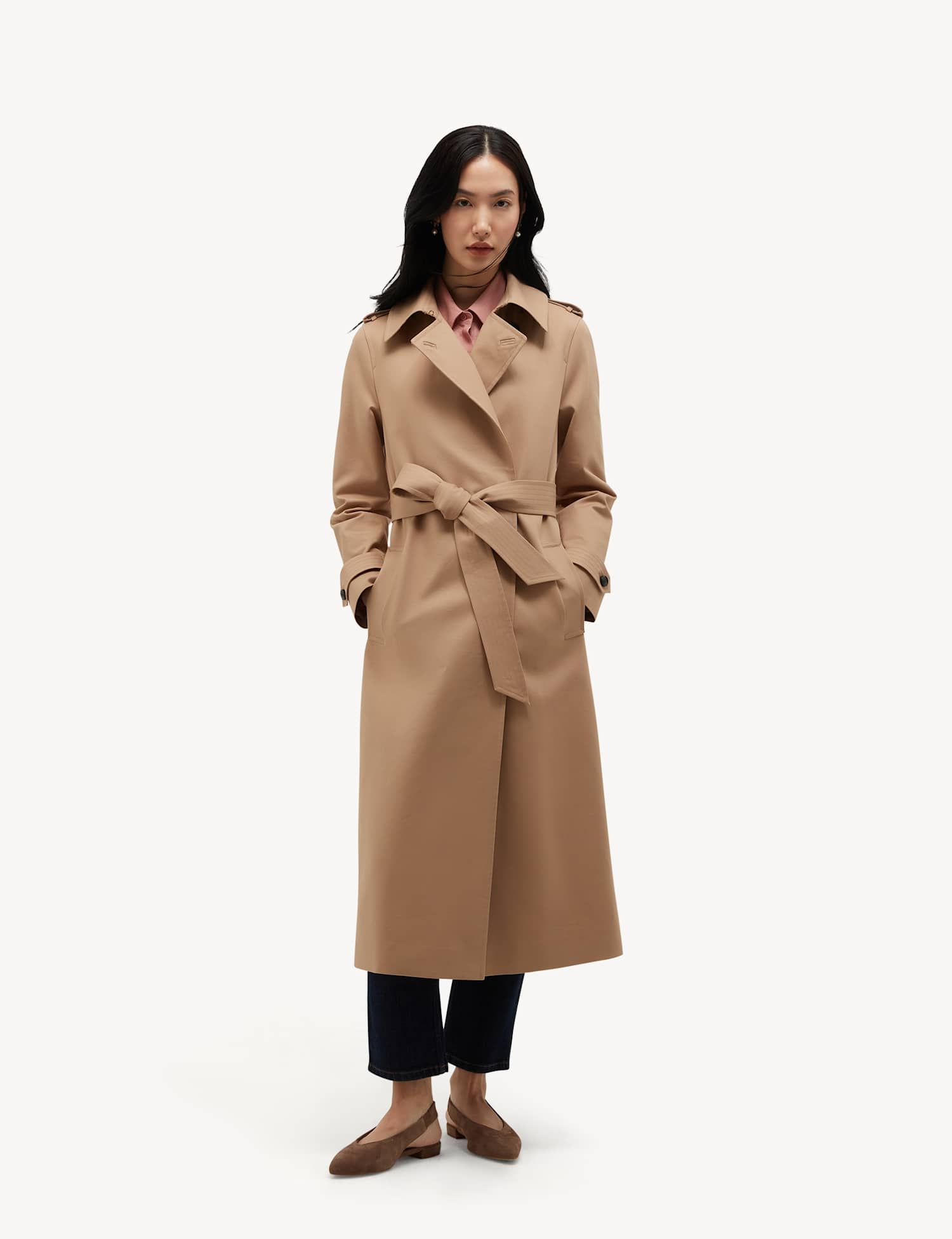 HOBBS Cotton Rich Water Resistant Wrap Trench Coat Brown