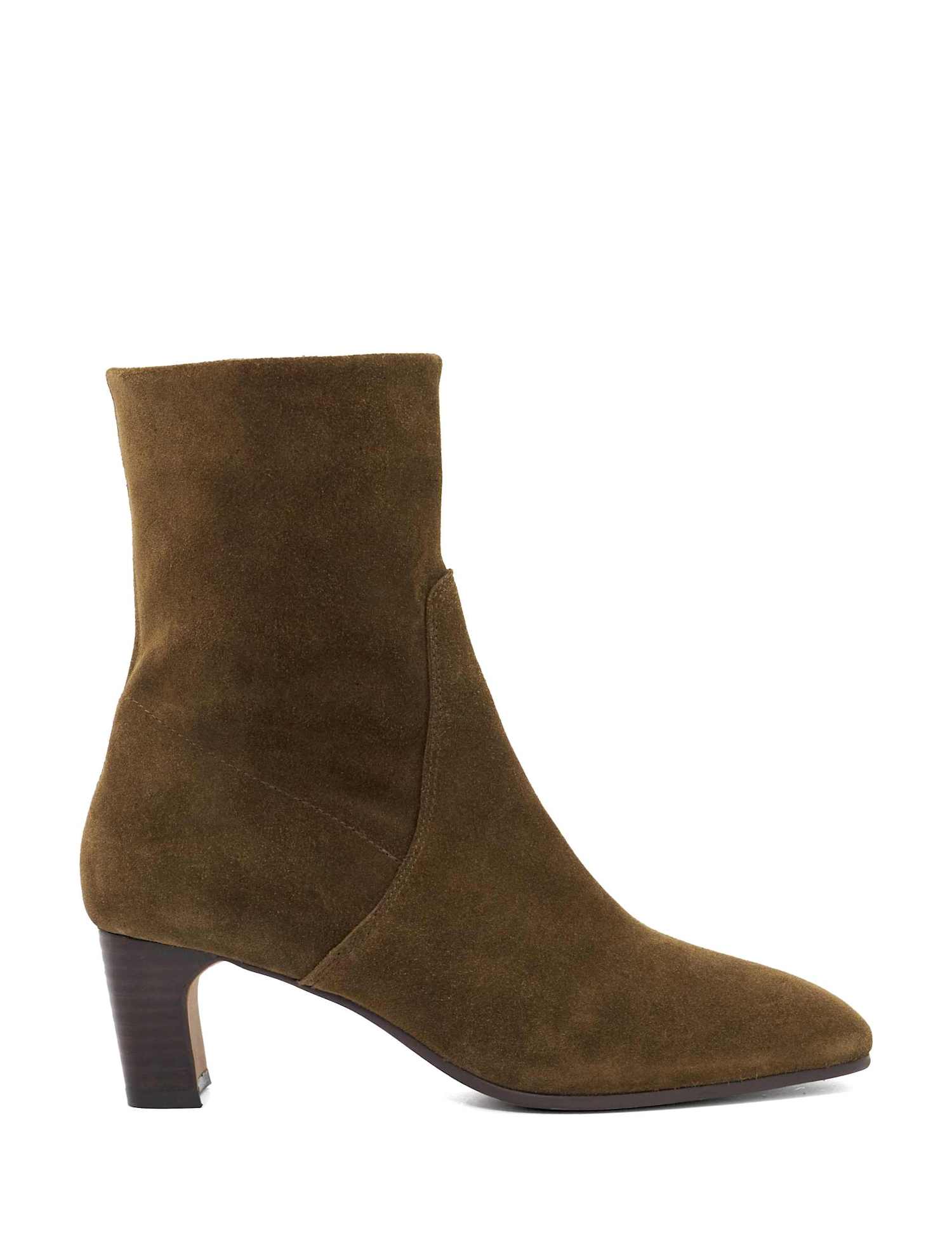 Dune London Western Style Block Heel Ankle Boots Khaki