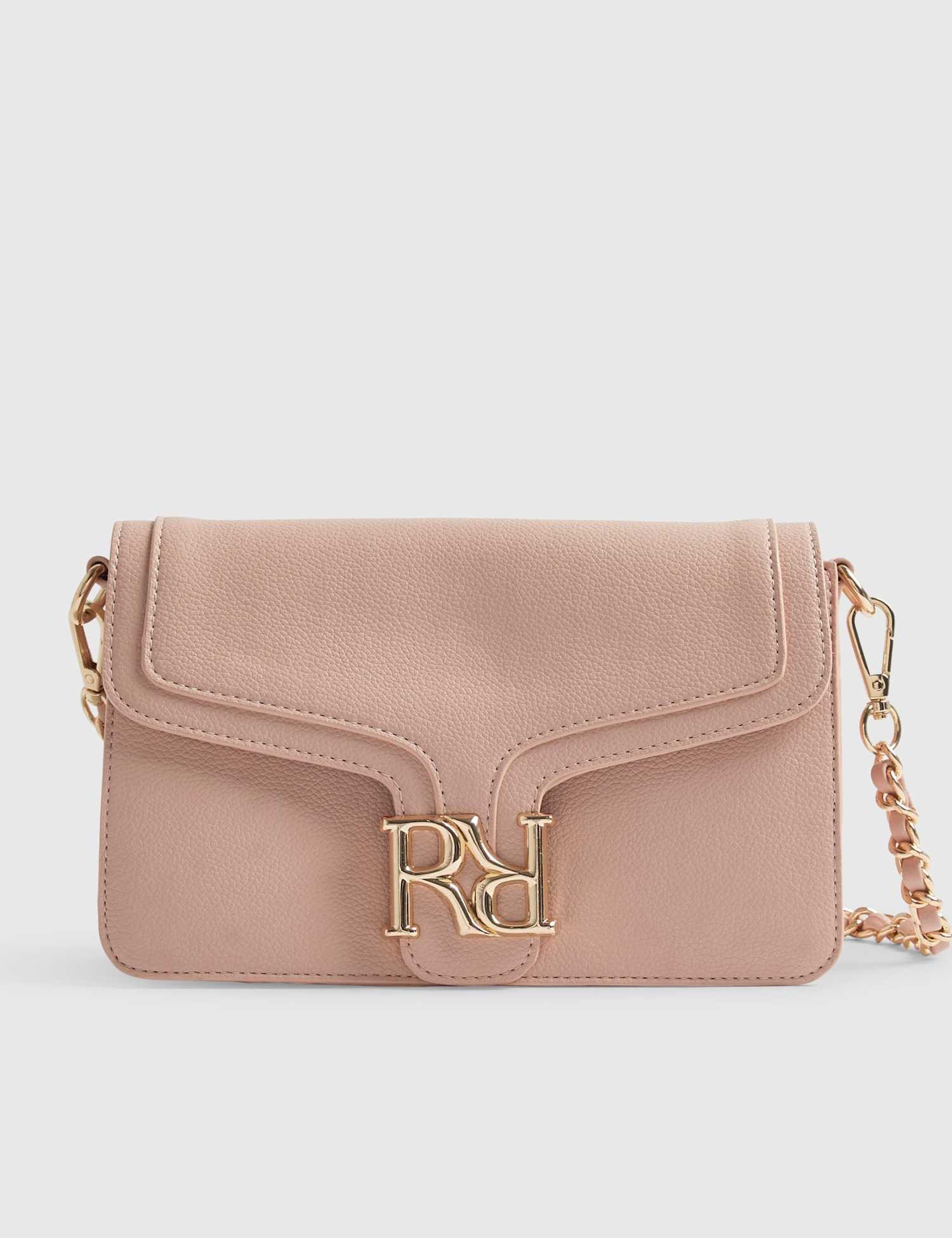 River Island Faux Leather Flap Front Shoulder Bag Pink