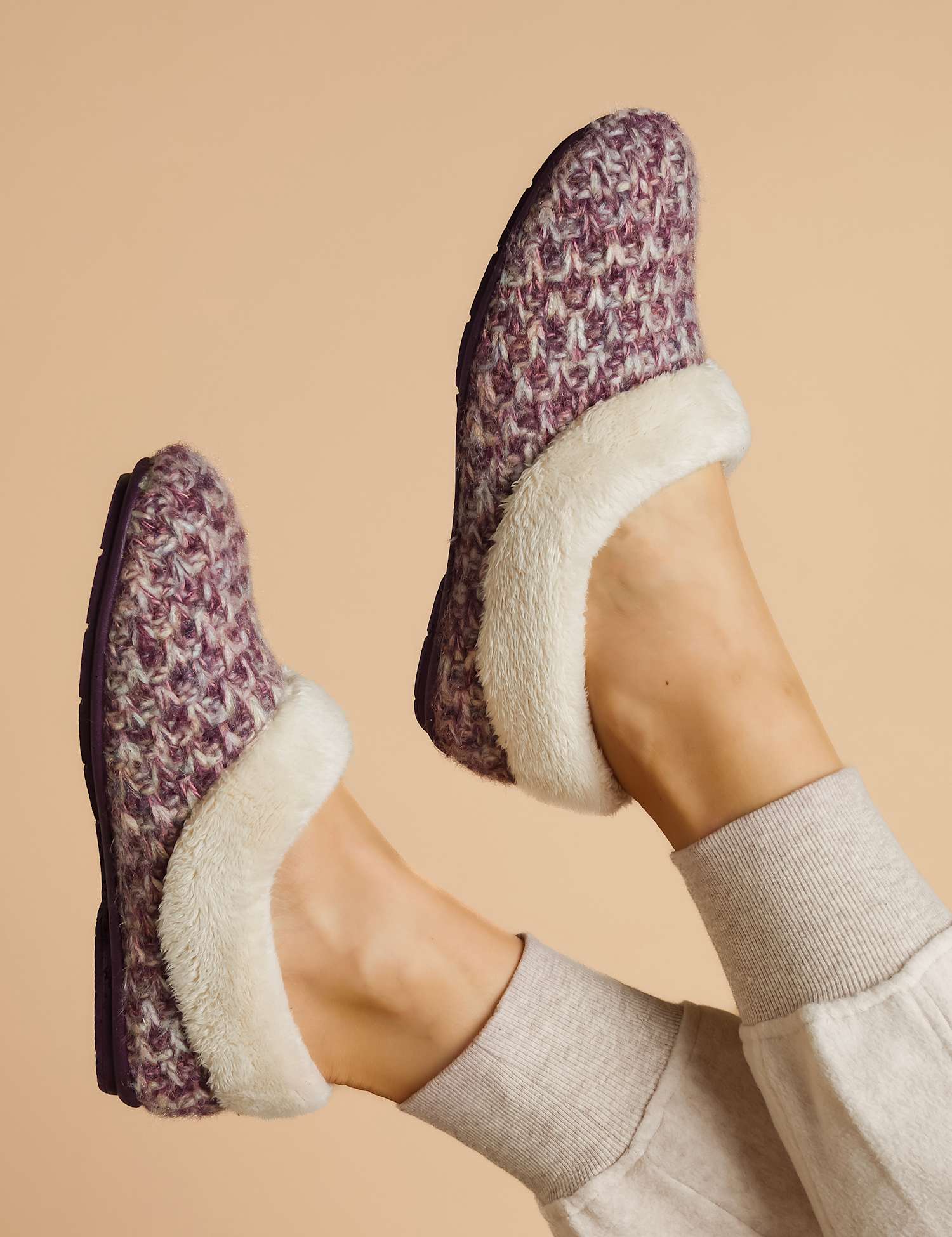 Jones Bootmaker Faux Fur Lined Slippers Purple
