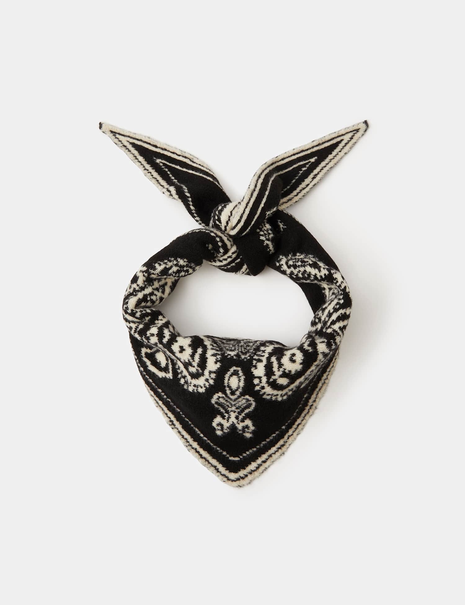ACCESSORIZE Knitted Paisley Large Triangle Scarf Black