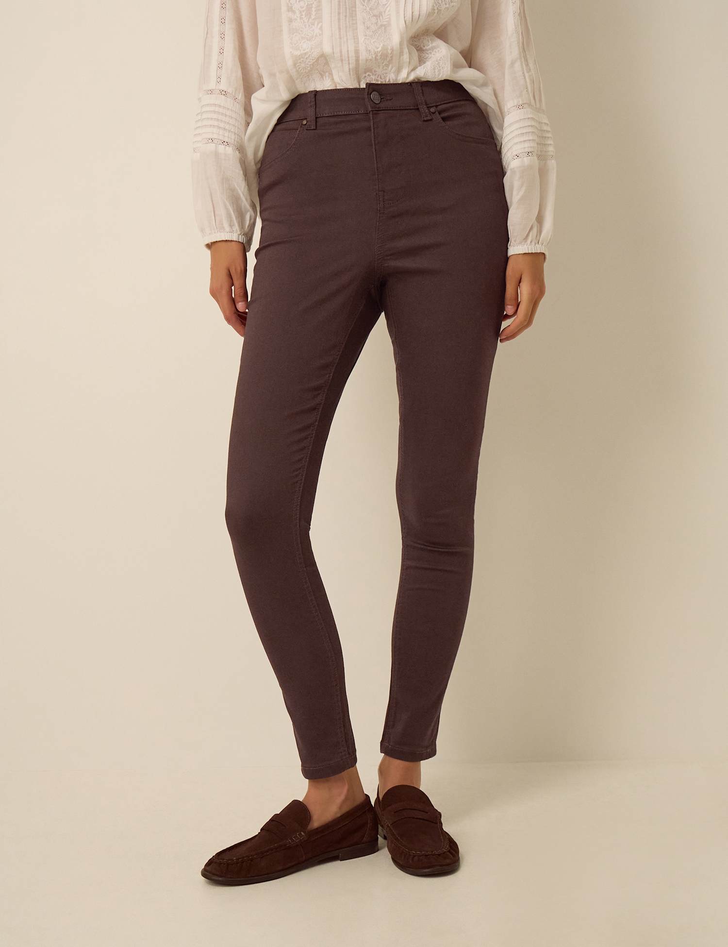 Monsoon High Waisted Skinny Jeans Chocolate